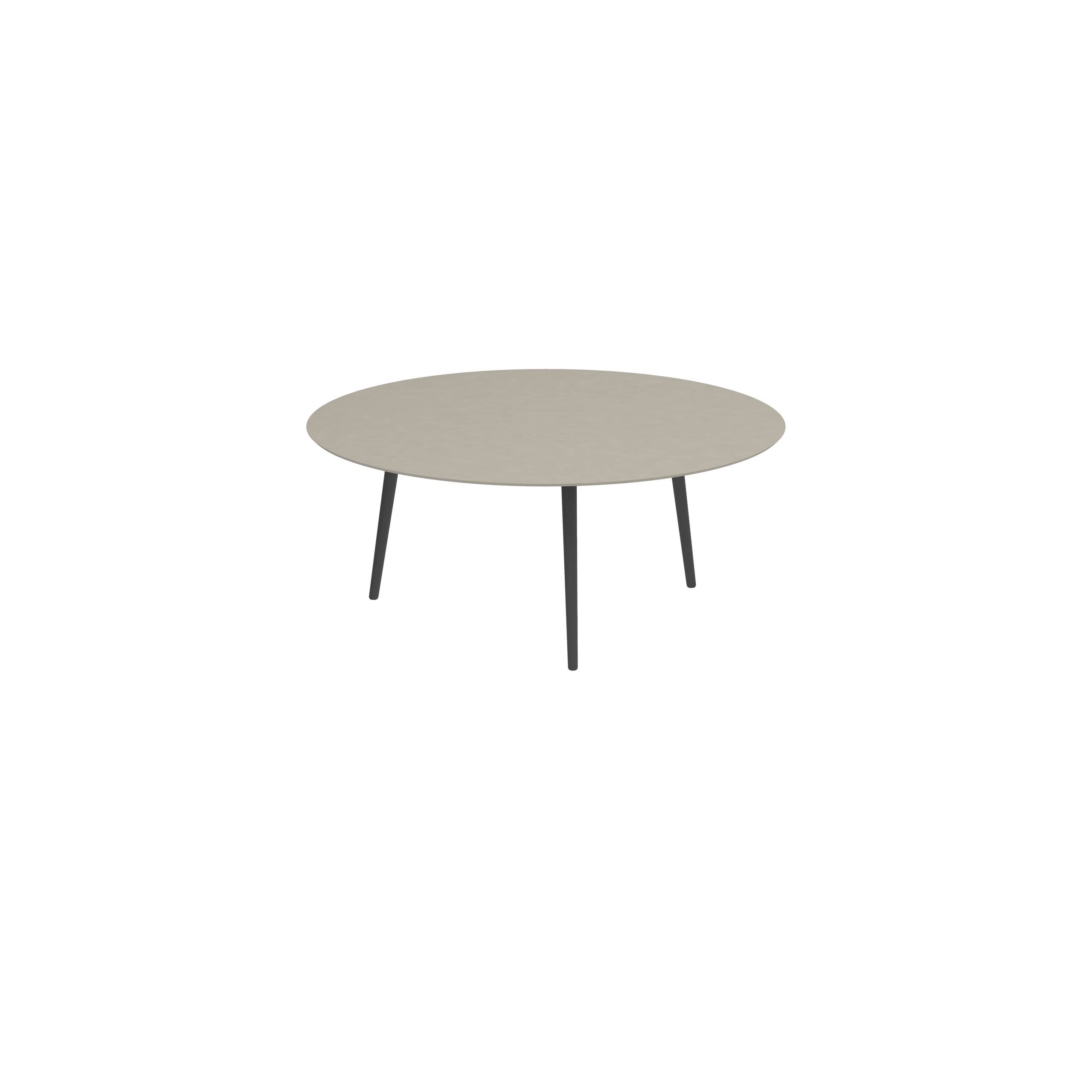 Styletto Low Dining Table Ø 160cm Alu Legs Anthracite Ceramic Top Pearl Grey