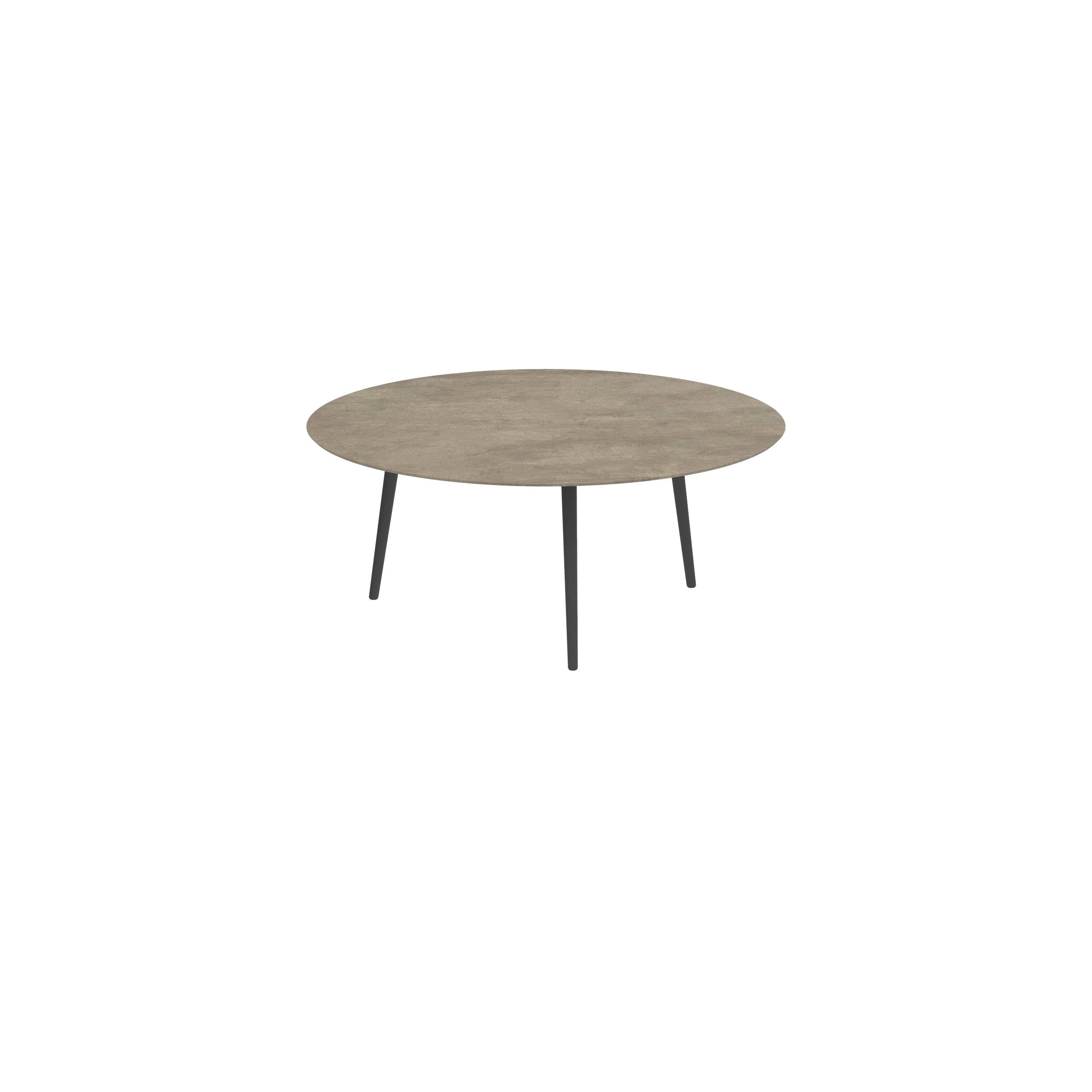 Styletto Low Dining Table Ø 160cm Alu Legs Anthracite Ceramic Top Terra Sabbia