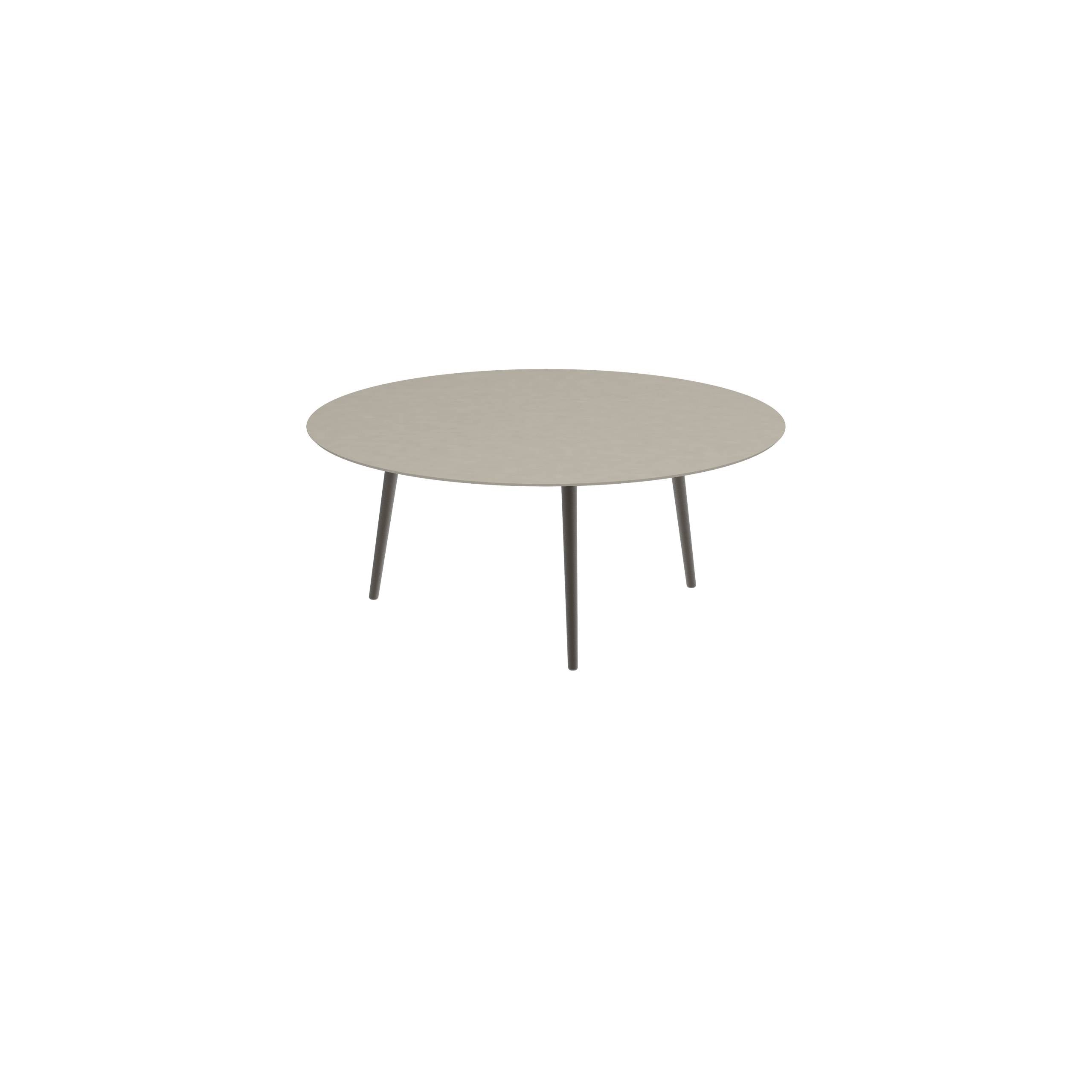 Styletto Low Dining Table Ø 160cm Alu Legs Brons Ceramic Top Pearl Grey