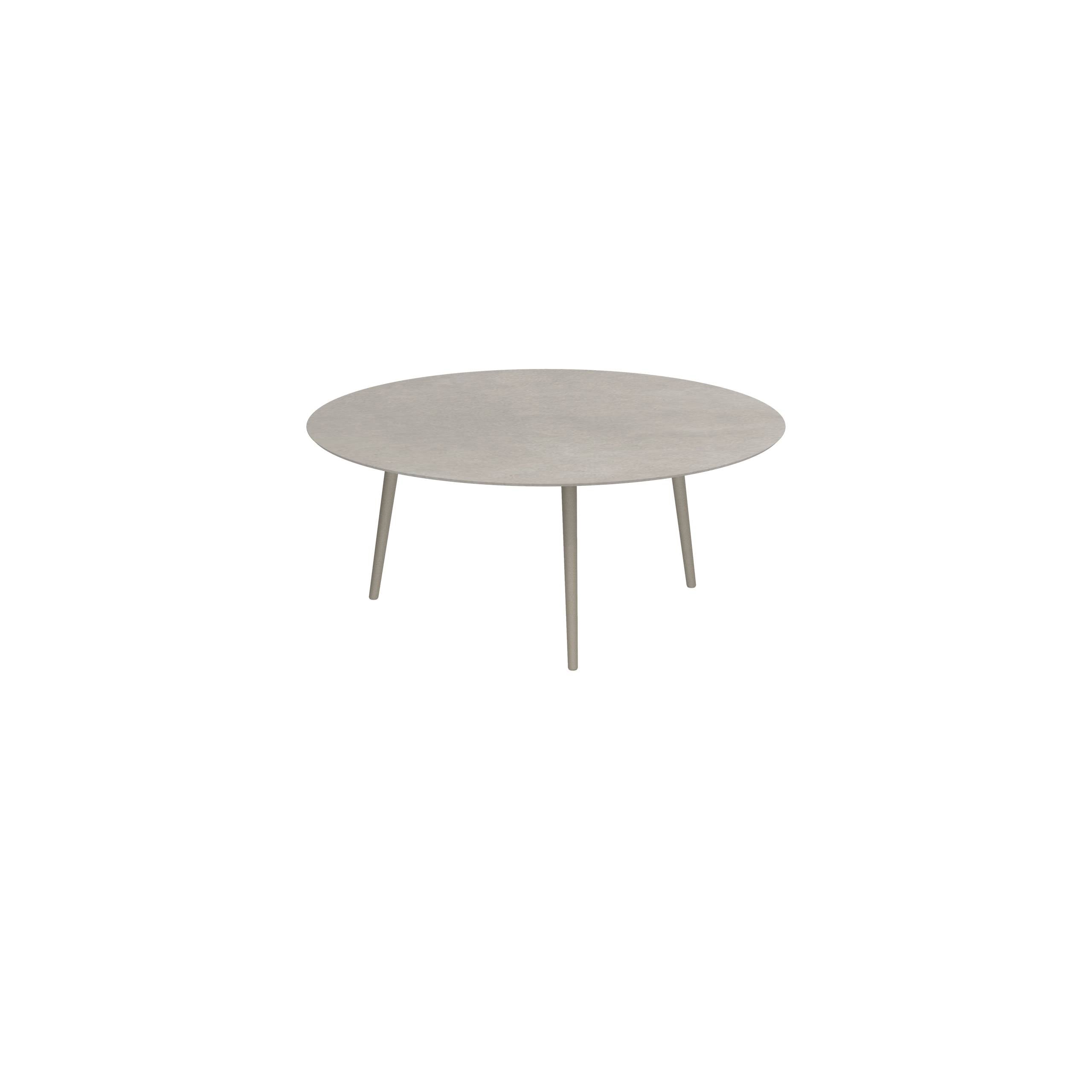 Styletto Low Dining Table Ø 160cm Alu Legs Sand Ceramic Top Cemento Luminoso