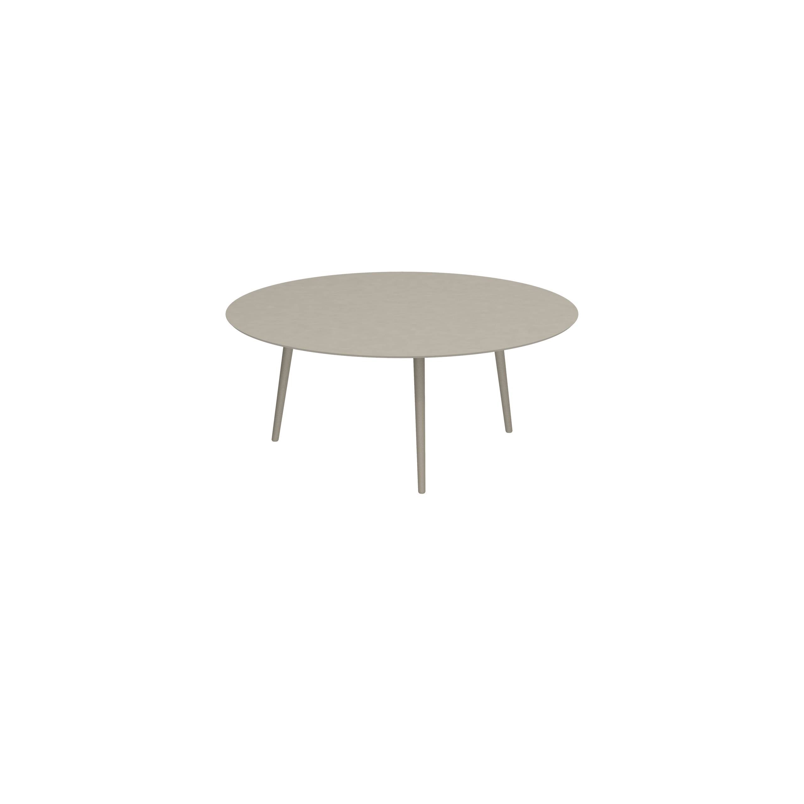 Styletto Low Dining Table Ø 160cm Alu Legs Sand Ceramic Top Pearl Grey