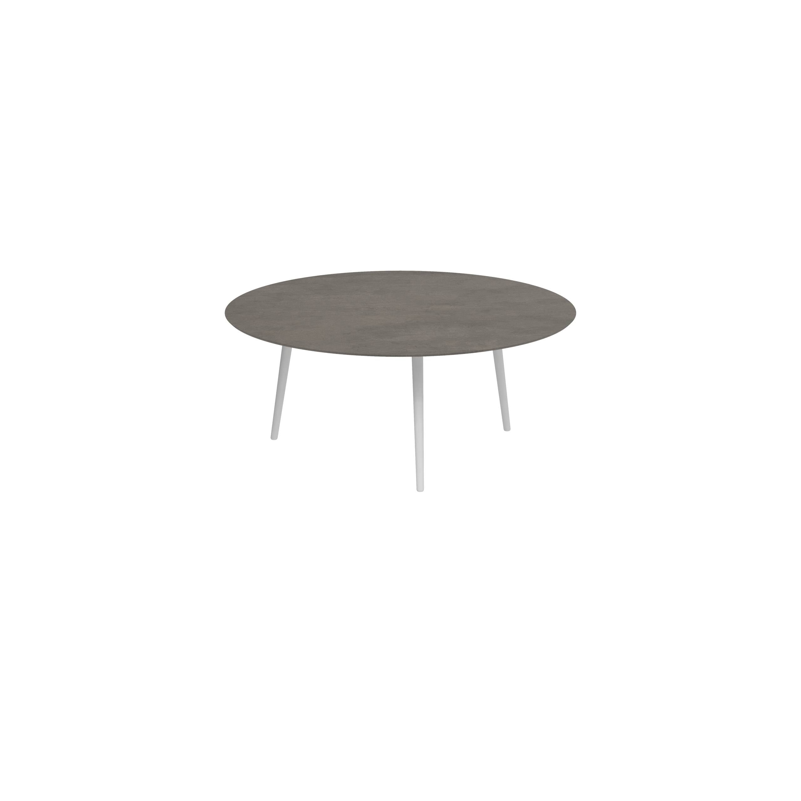 Styletto Low Dining Table Ø 160cm Alu Legs White Ceramic Top Terra Marrone