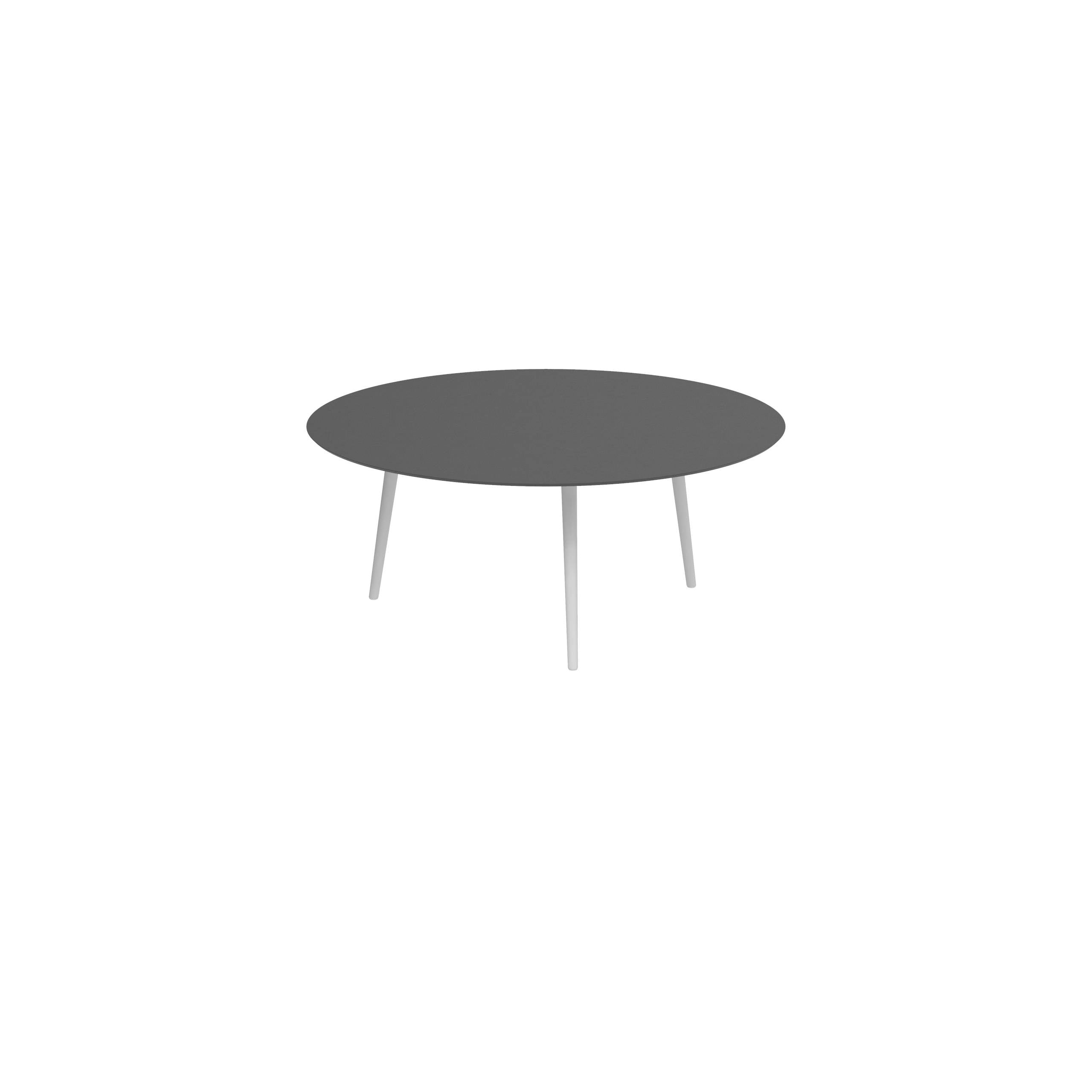 Styletto Low Dining Table Ø 160cm Alu Legs White Ceramic Top Black