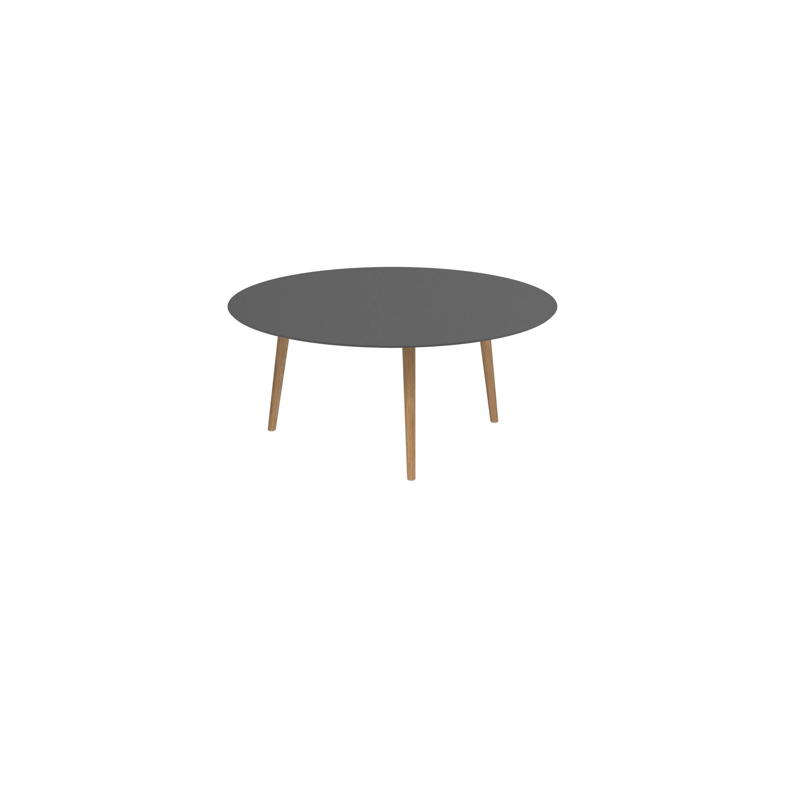 Styletto Low Dining Table Ø 160cm Teak Legs Ceramic Top Black