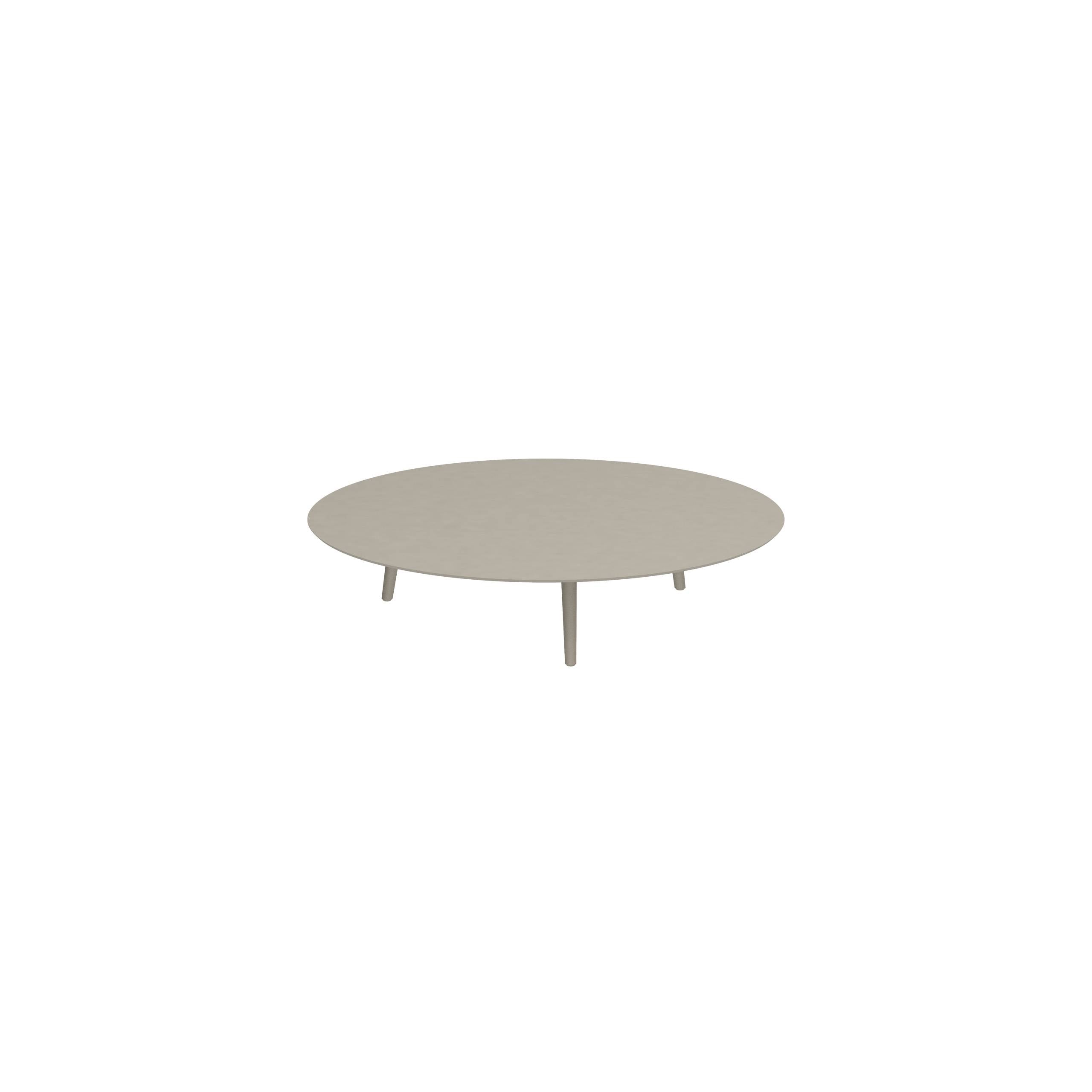 Styletto Low Lounge Table Ø 160cm Alu Legs Sand Ceramic Top Pearl Grey