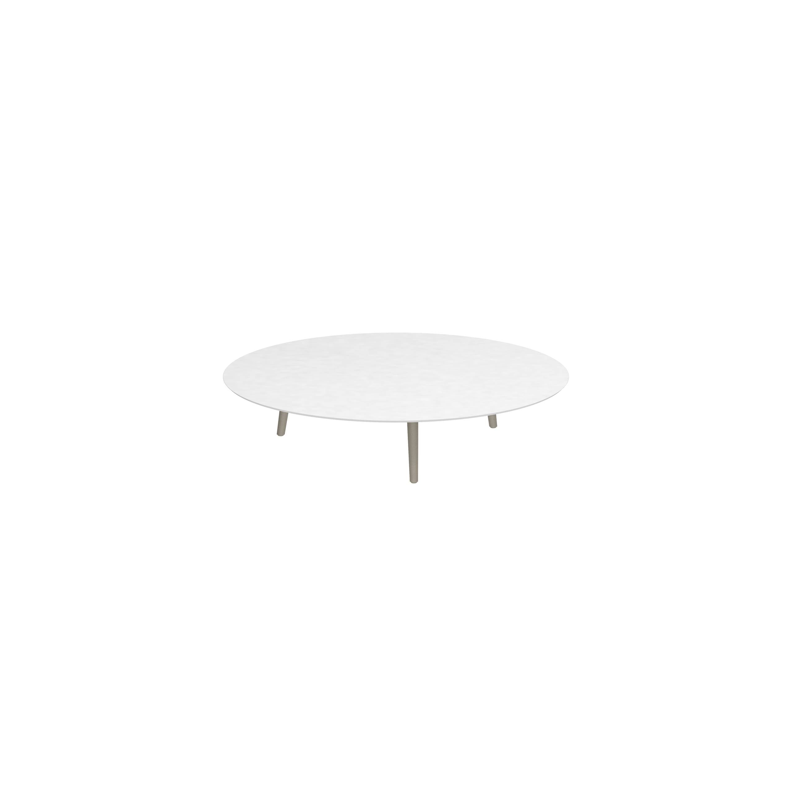 Styletto Low Lounge Table Ø 160cm Alu Legs Sand Ceramic Top White