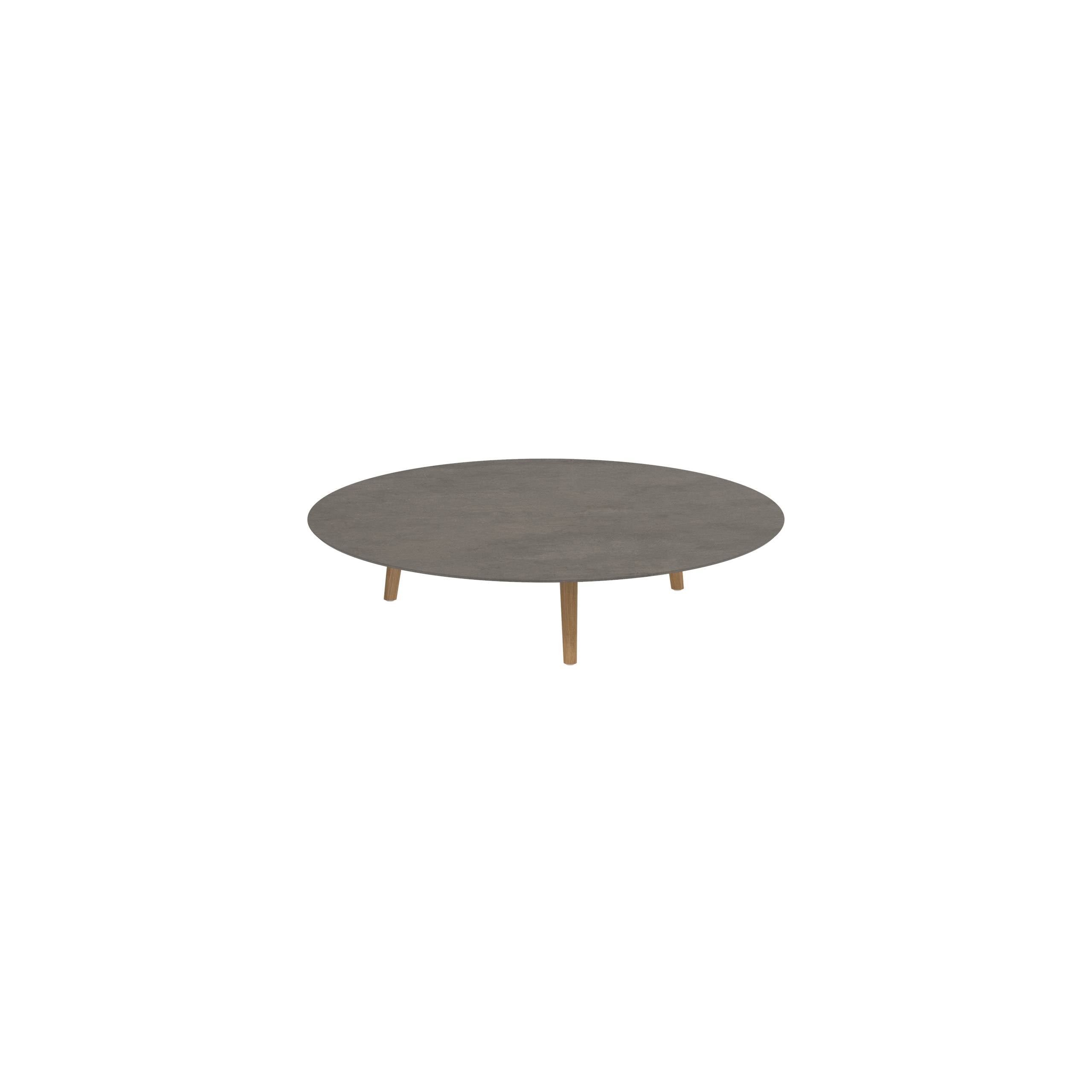 Styletto Low Lounge Table Ø 160cm Teak Legs Ceramic Top Terra Marrone