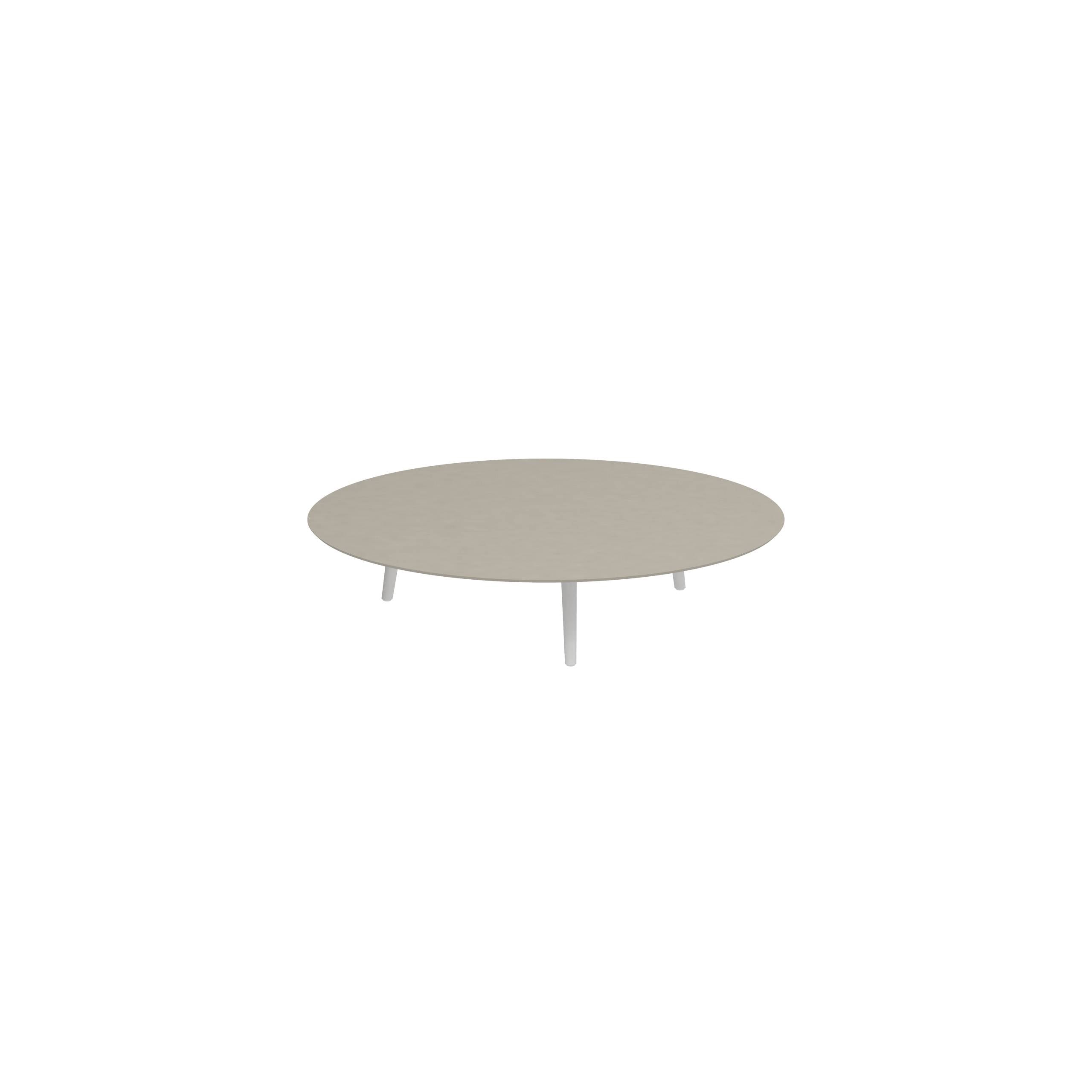 Styletto Low Lounge Table Ø 160cm Alu Legs White Ceramic Top Pearl Grey