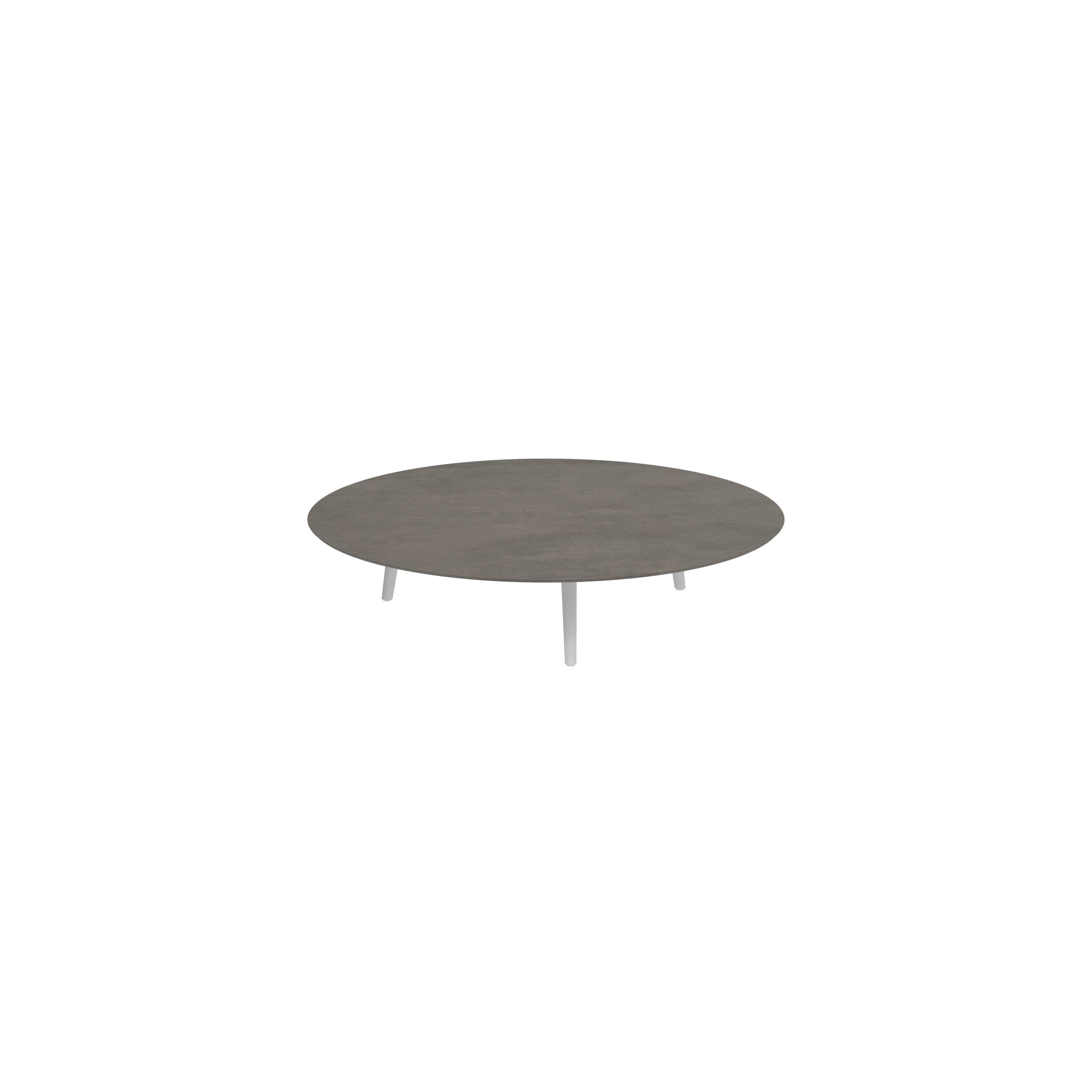 Styletto Low Lounge Table Ø 160cm Alu Legs White Ceramic Top Terra Marrone