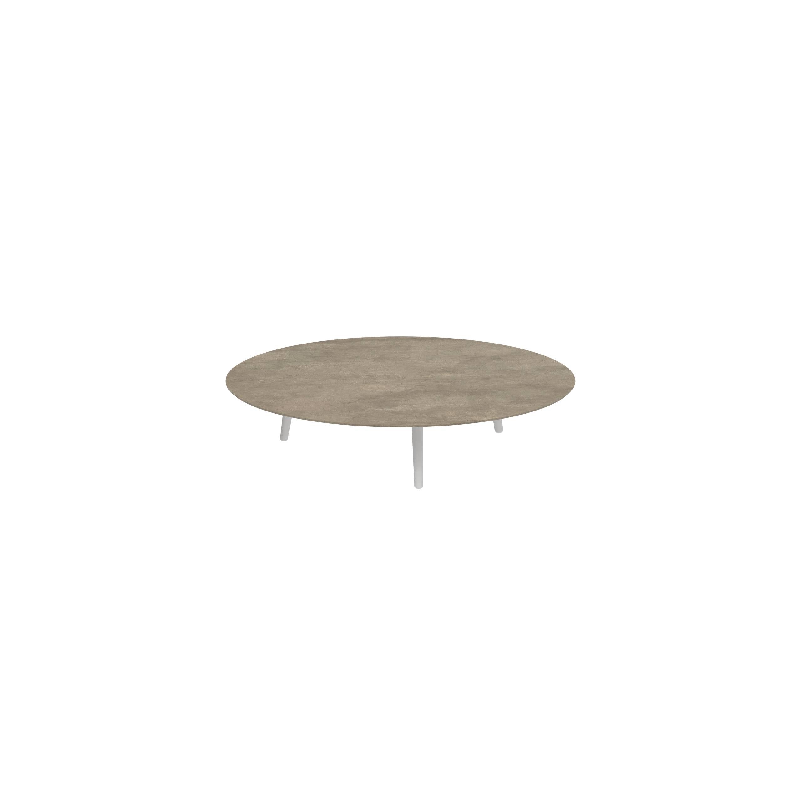 Styletto Low Lounge Table Ø 160cm Alu Legs White Ceramic Top Terra Sabbia