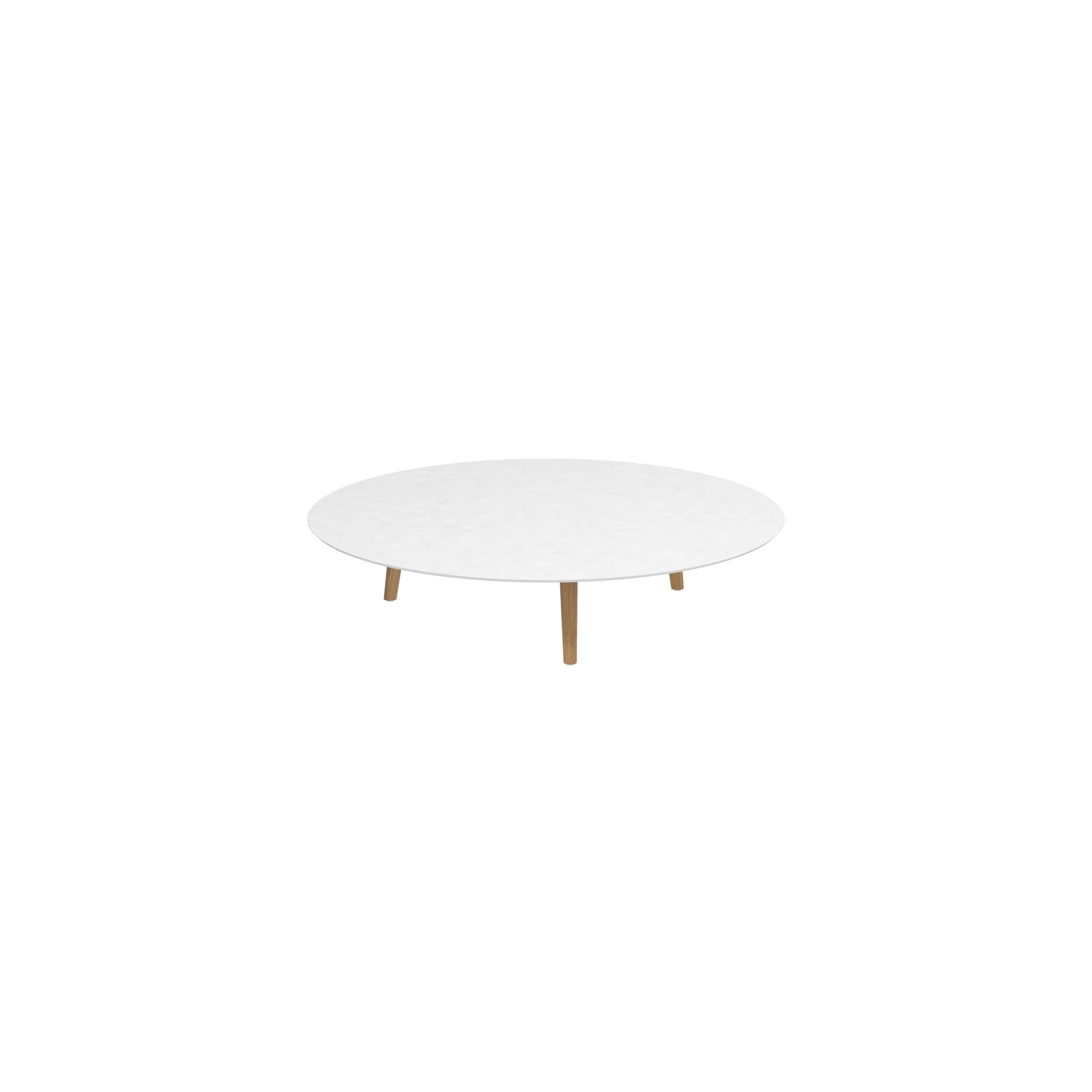 Styletto Low Lounge Table Ø 160cm Teak Legs Ceramic Top White