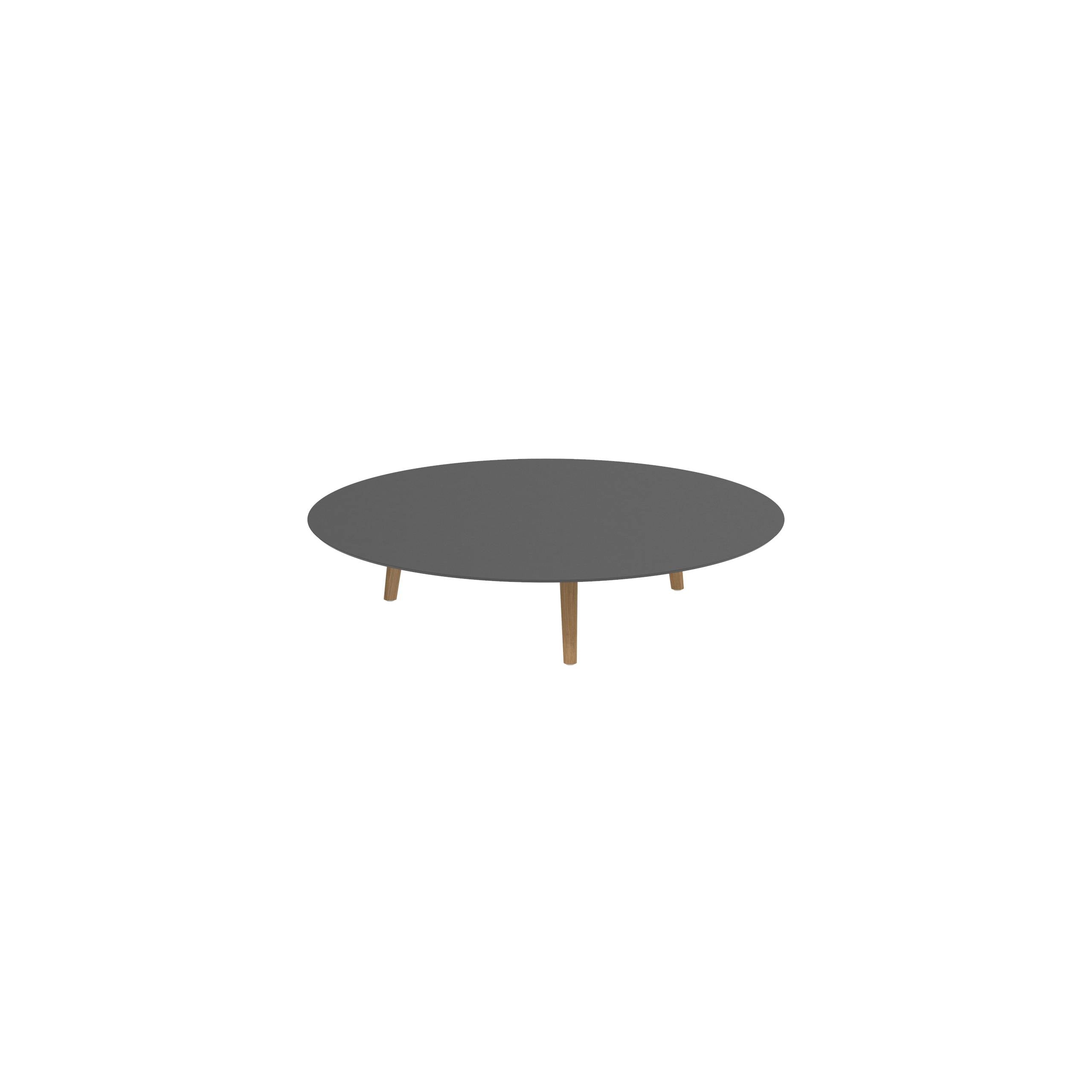 Styletto Low Lounge Table Ø 160cm Teak Legs Ceramic Top Black