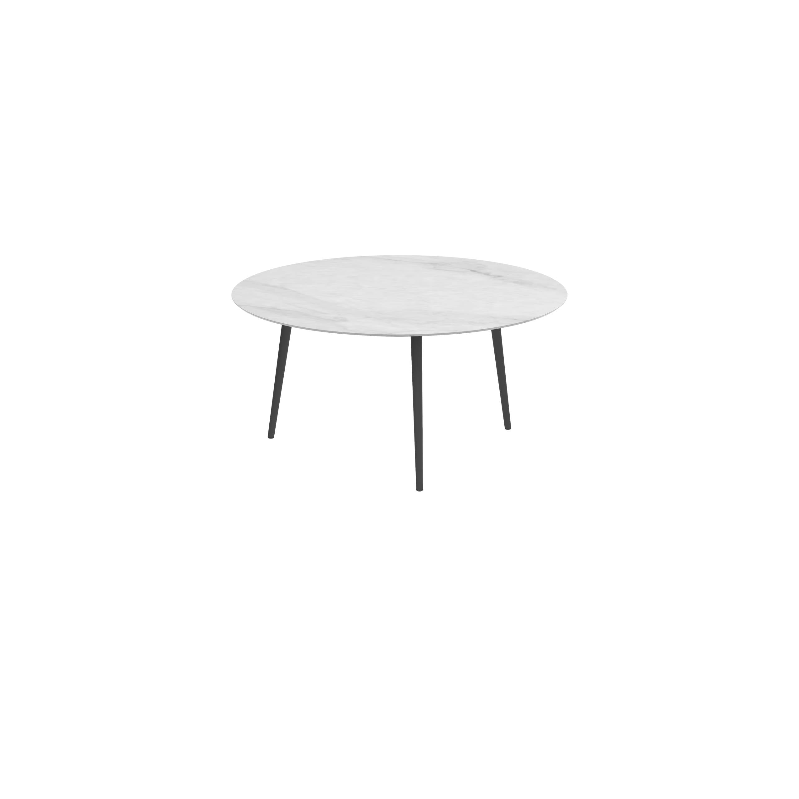 Styletto Standard Dining Table Ø 160cm Alu Legs Anthracite Ceramic Top Bianco Statuario