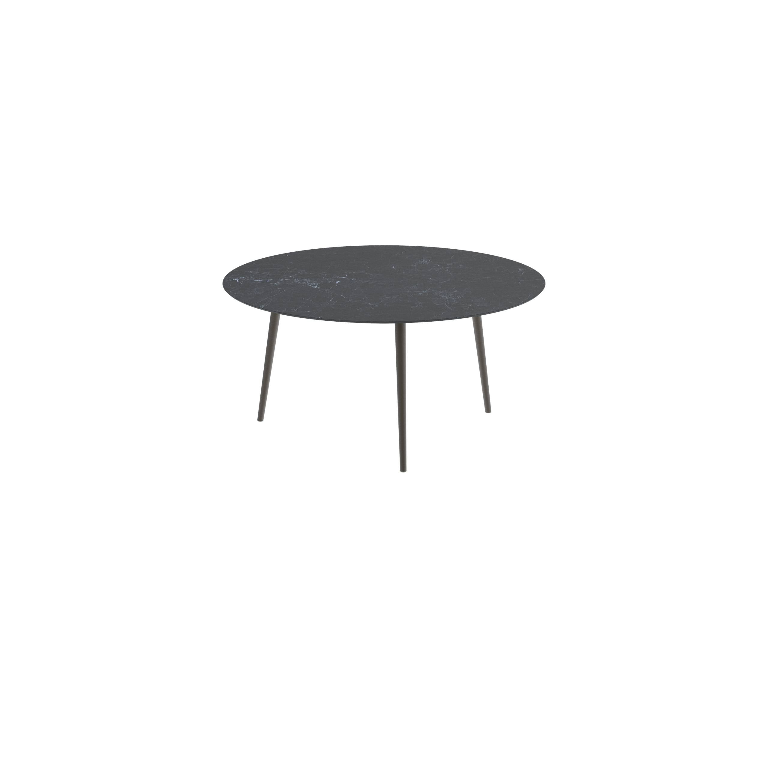 Styletto Standard Dining Table Ø 160cm Alu Legs Bronze Ceramic Top Nero Marquina