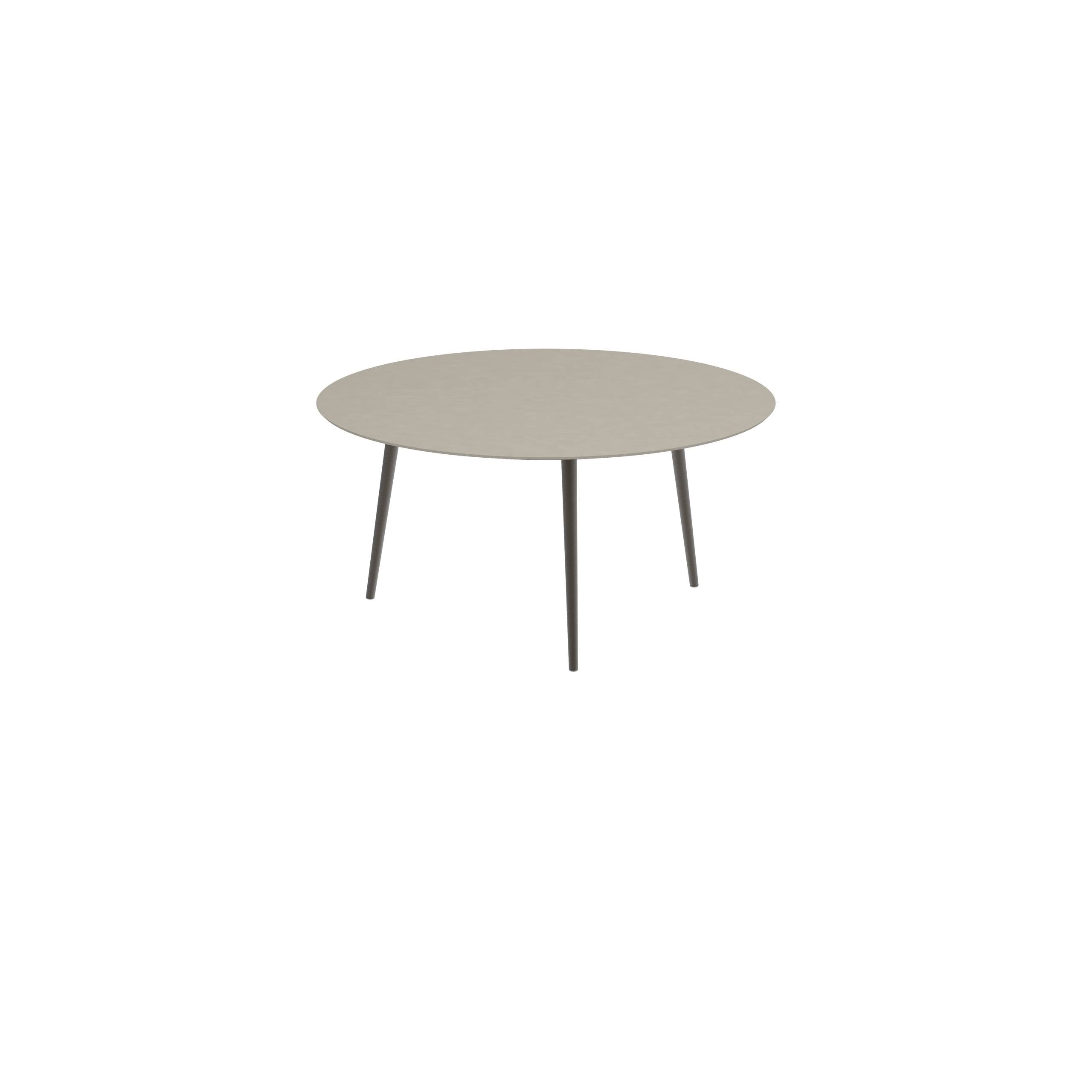 Styletto Standard Dining Table Ø 160cm Alu Legs Bronze Ceramic Top Pearl Grey