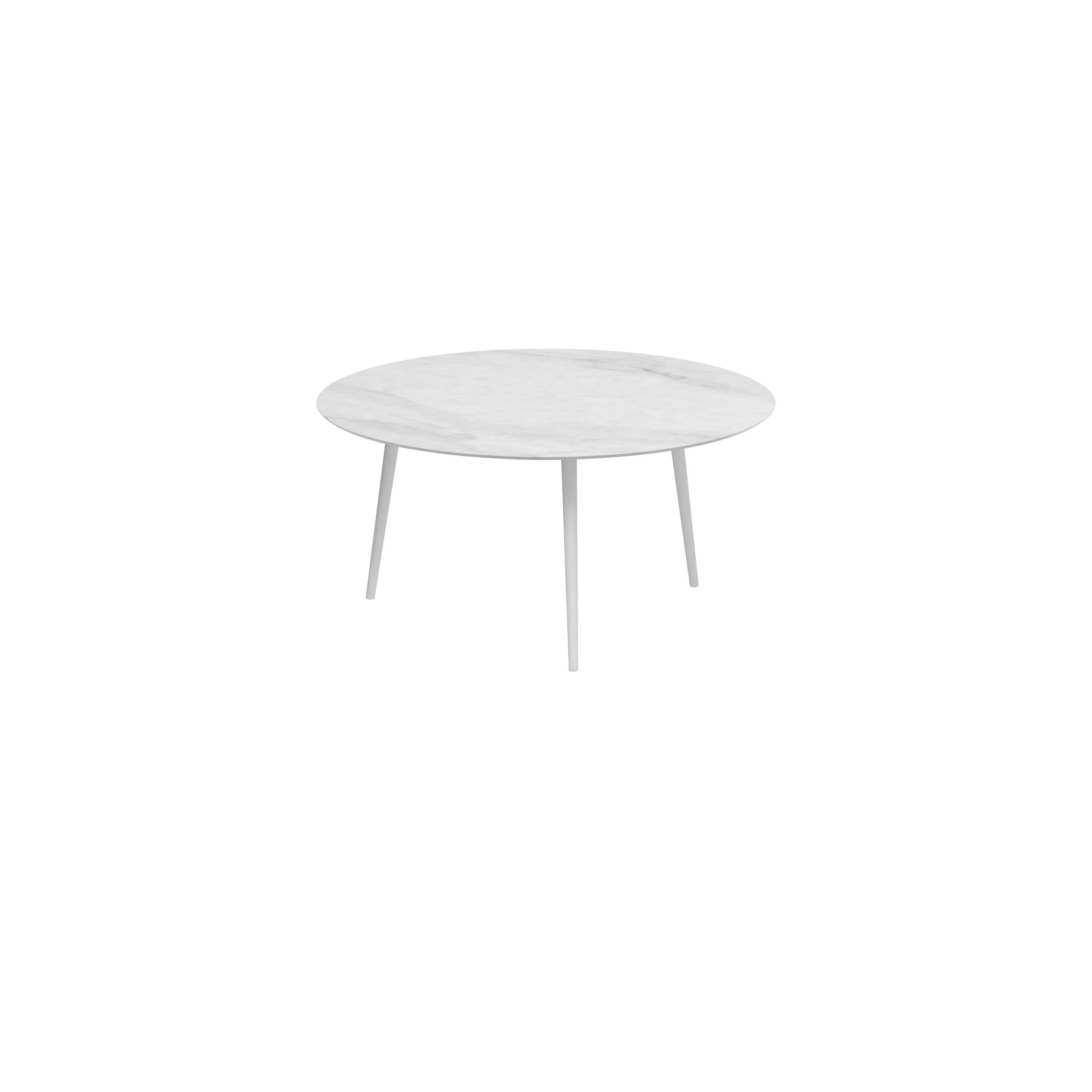 Styletto Standard Dining Table Ø 160cm Alu Legs White Ceramic Top Bianco Statuario