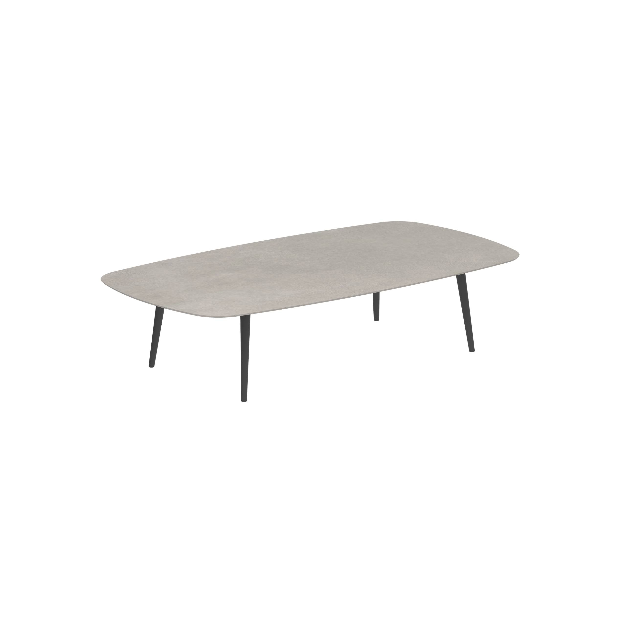 Styletto High Lounge Table 220x120cm Alu Legs Anthracite Ceramic Tabletop Cemento Luminoso