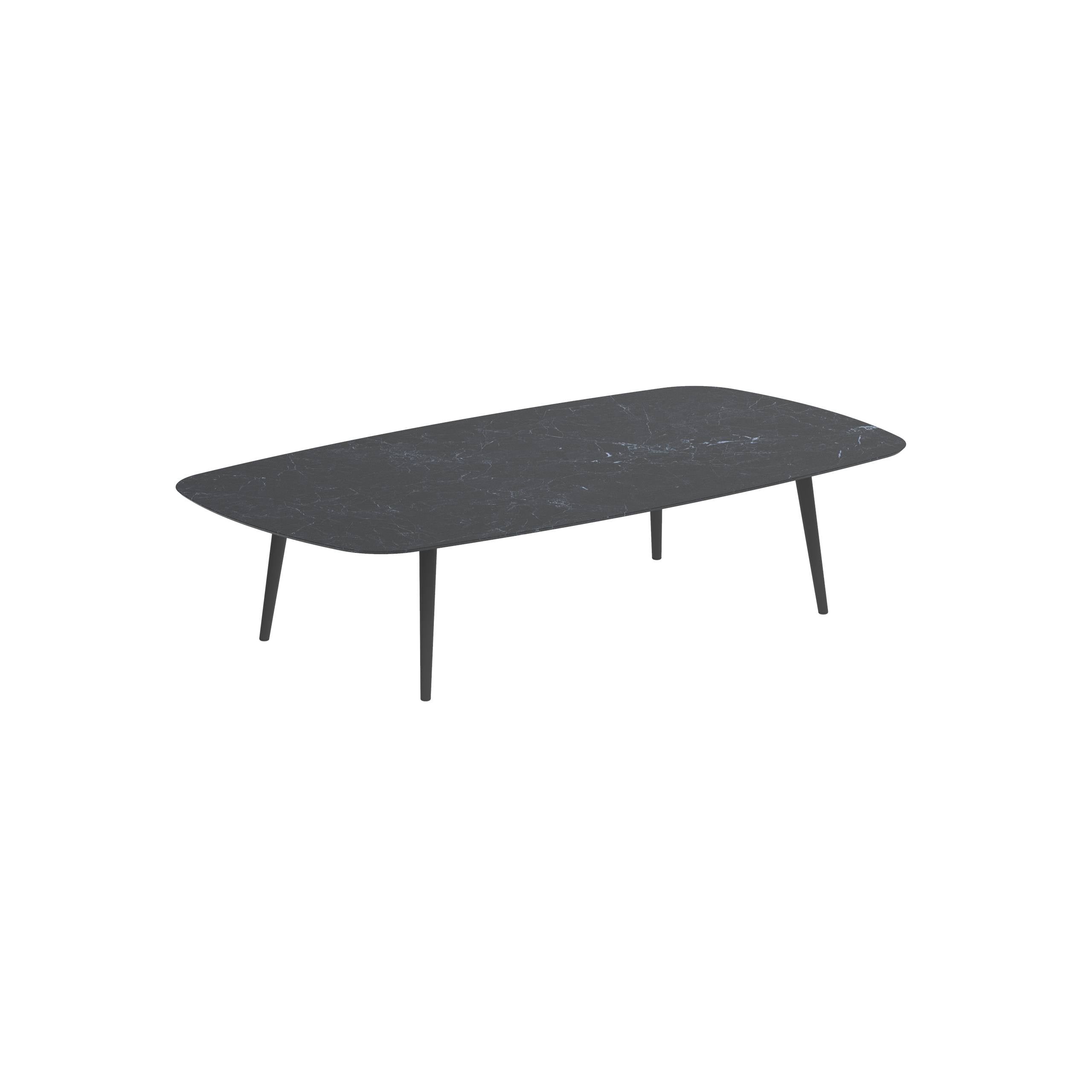 Styletto High Lounge Table 220x120cm Alu Legs Anthracite Ceramic Tabletop Nero Marquina