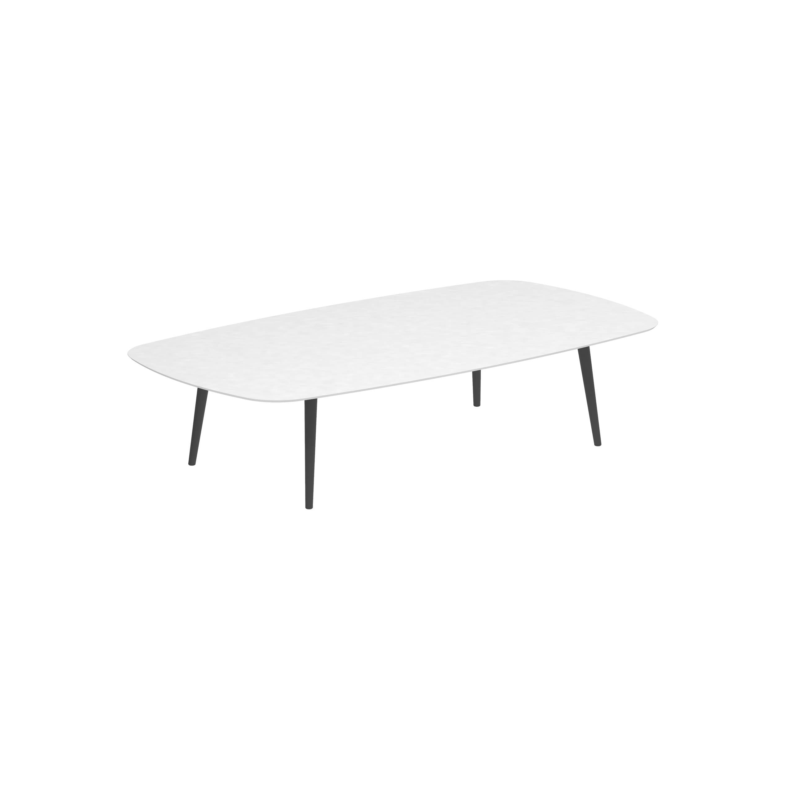 Styletto High Lounge Table 220x120cm Alu Legs Anthracite Ceramic Tabletop White