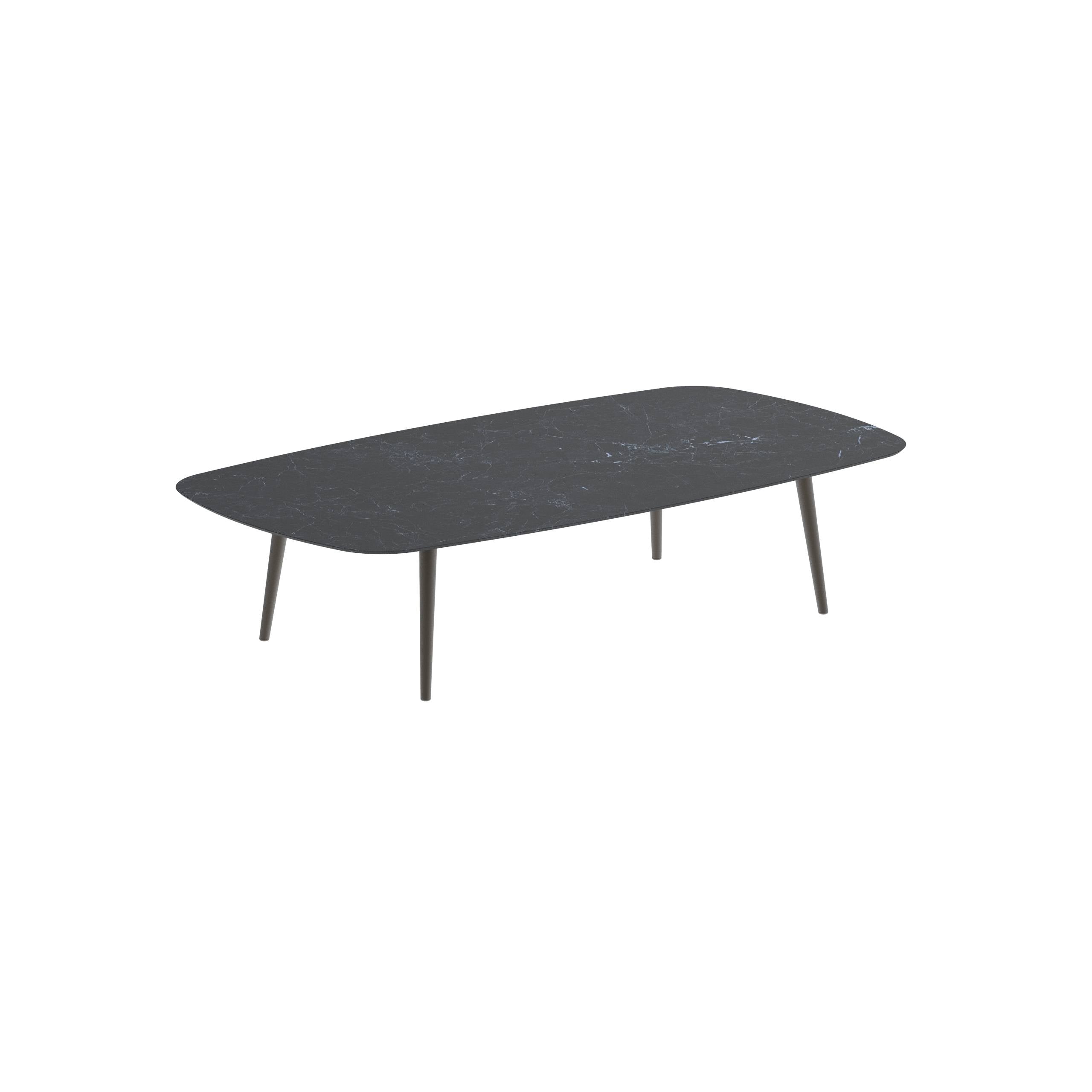 Styletto High Lounge Table 220x120cm Alu Legs Bronze Ceramic Tabletop Nero Marquina