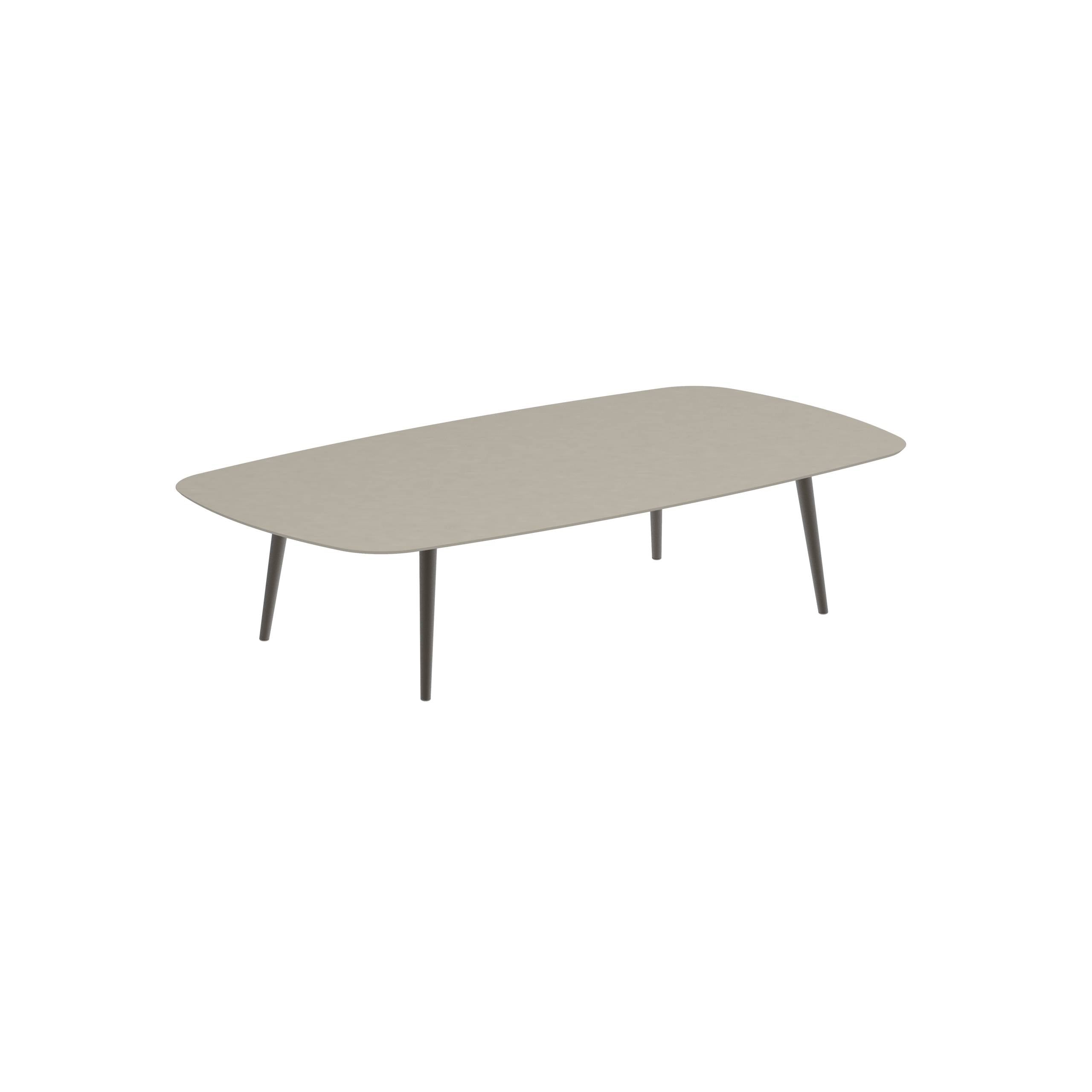 Styletto High Lounge Table 220x120cm Alu Legs Bronze Ceramic Tabletop Pearl Grey