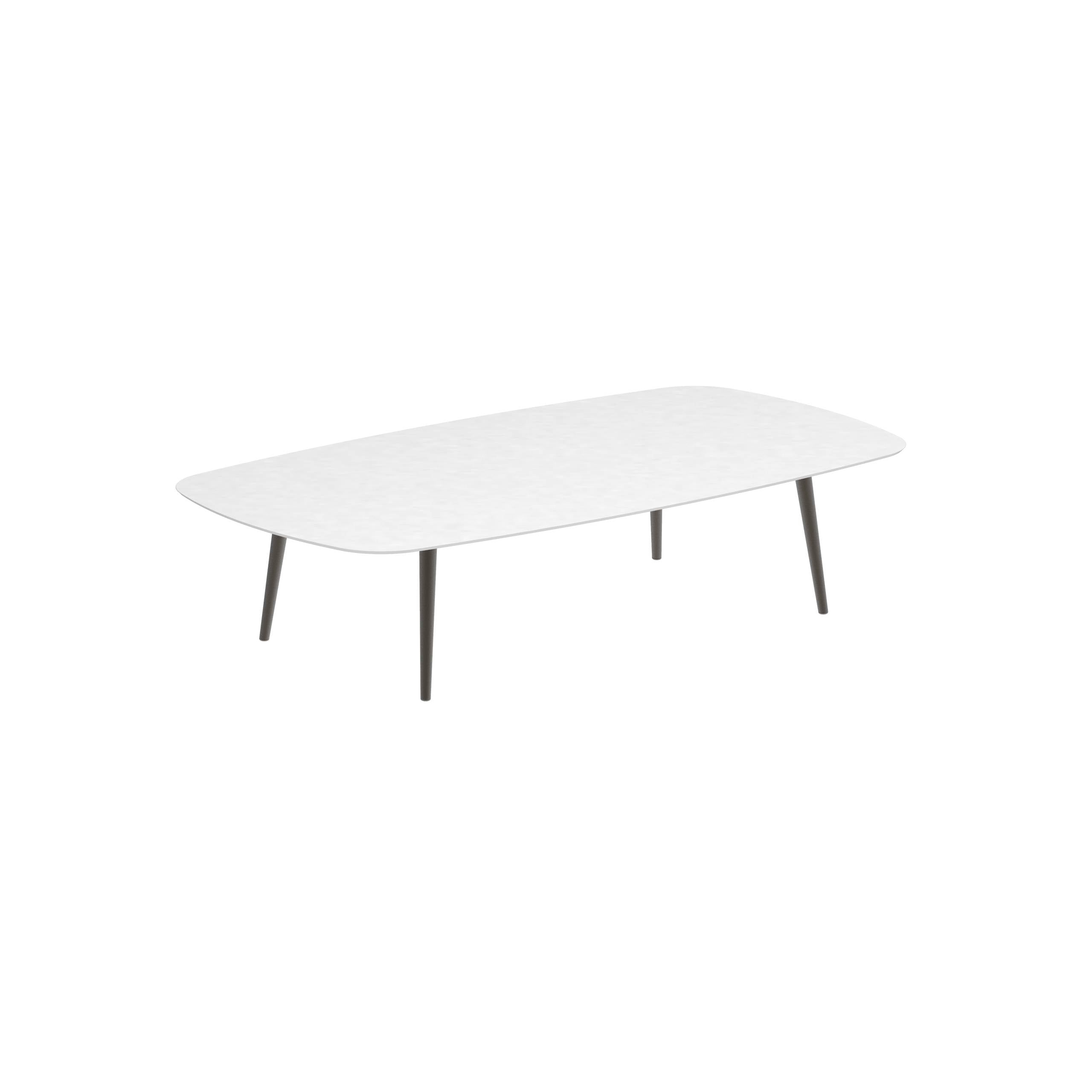 Styletto High Lounge Table 220x120cm Alu Legs Bronze Ceramic Tabletop White