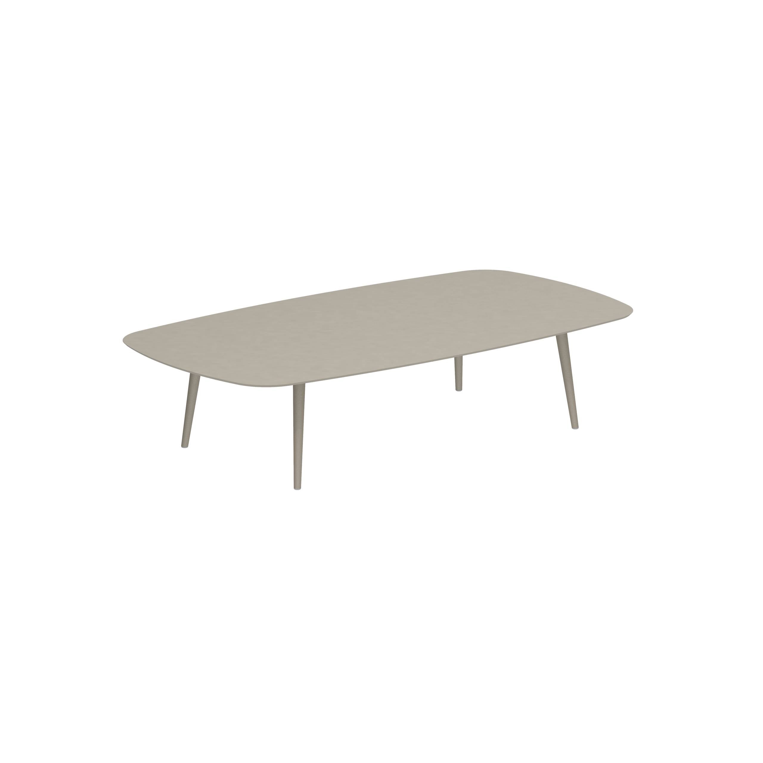 Styletto High Lounge Table 220x120cm Alu Legs Sand Ceramic Tabletop Pearl Grey