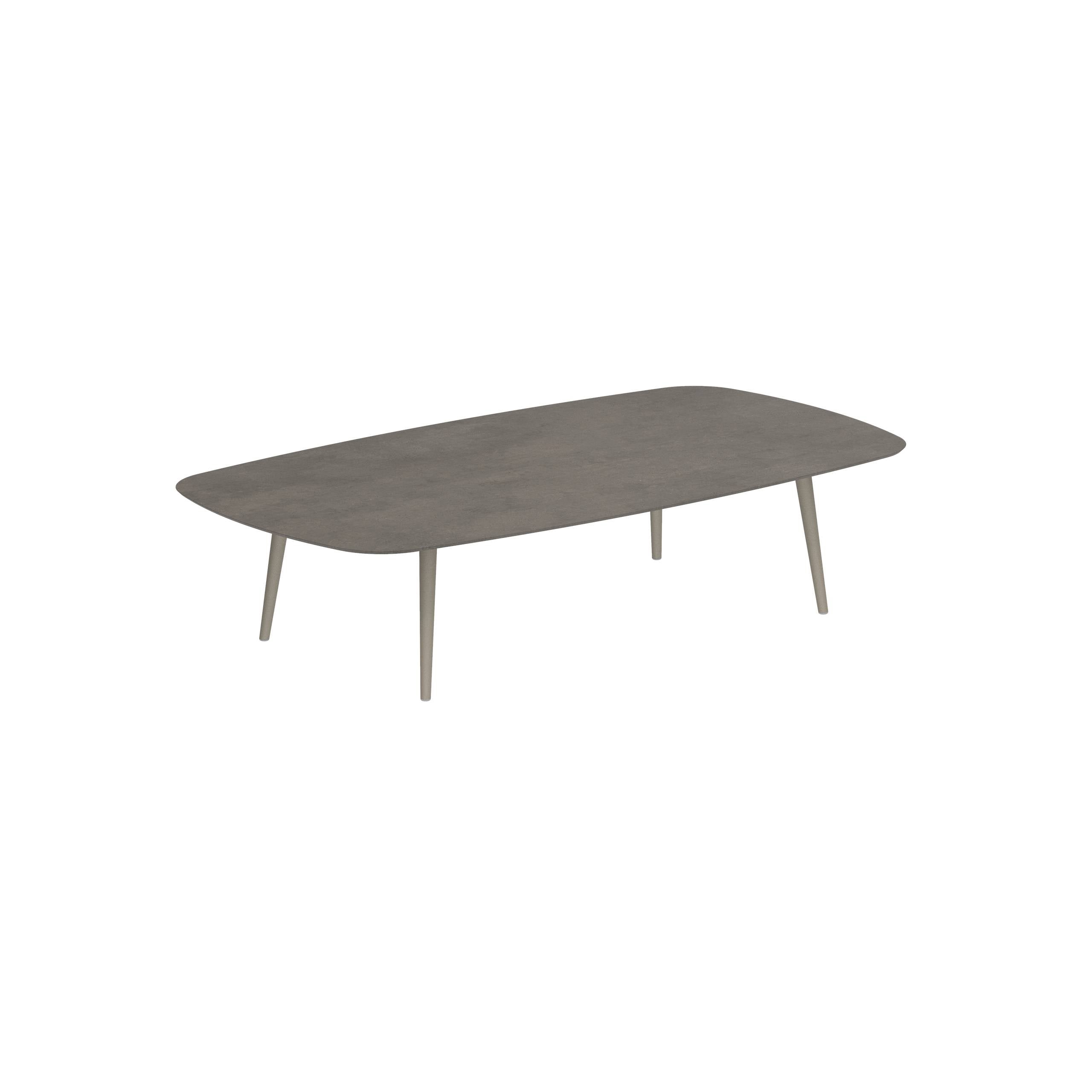 Styletto High Lounge Table 220x120cm Alu Legs Sand Ceramic Tabletop Terra Marrone