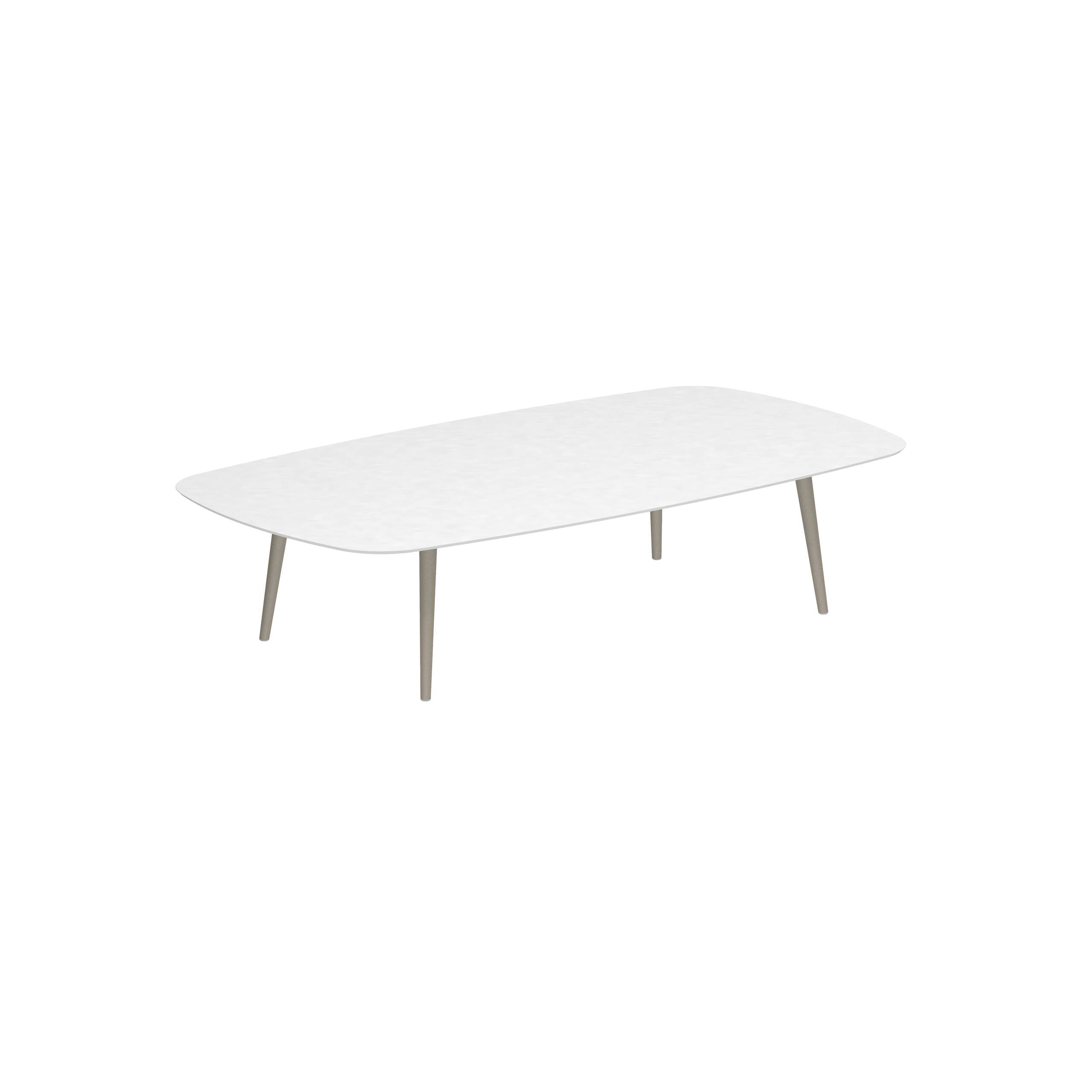 Styletto High Lounge Table 220x120cm Alu Legs Sand Ceramic Tabletop White