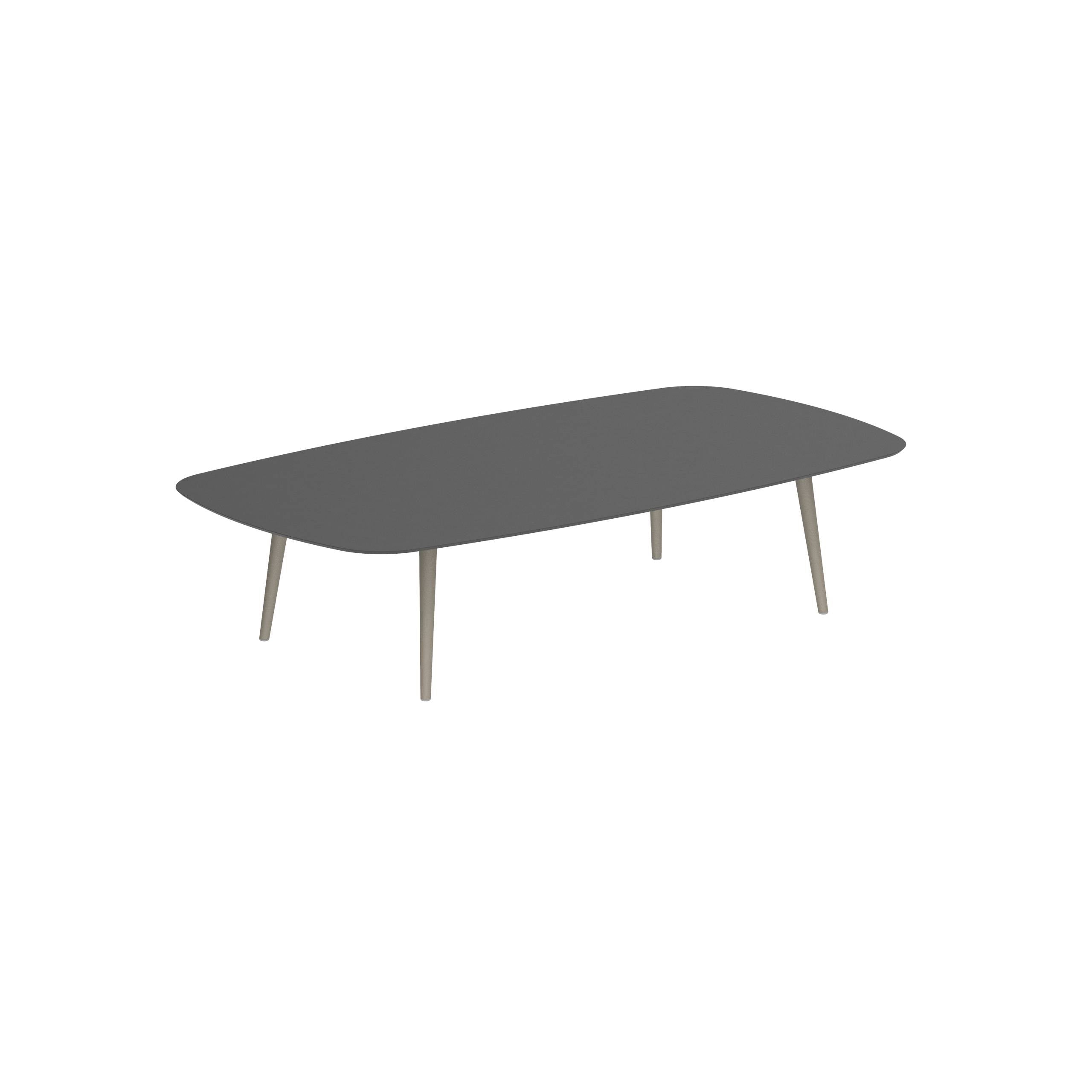 Styletto High Lounge Table 220x120cm Alu Legs Sand Ceramic Tabletop Black