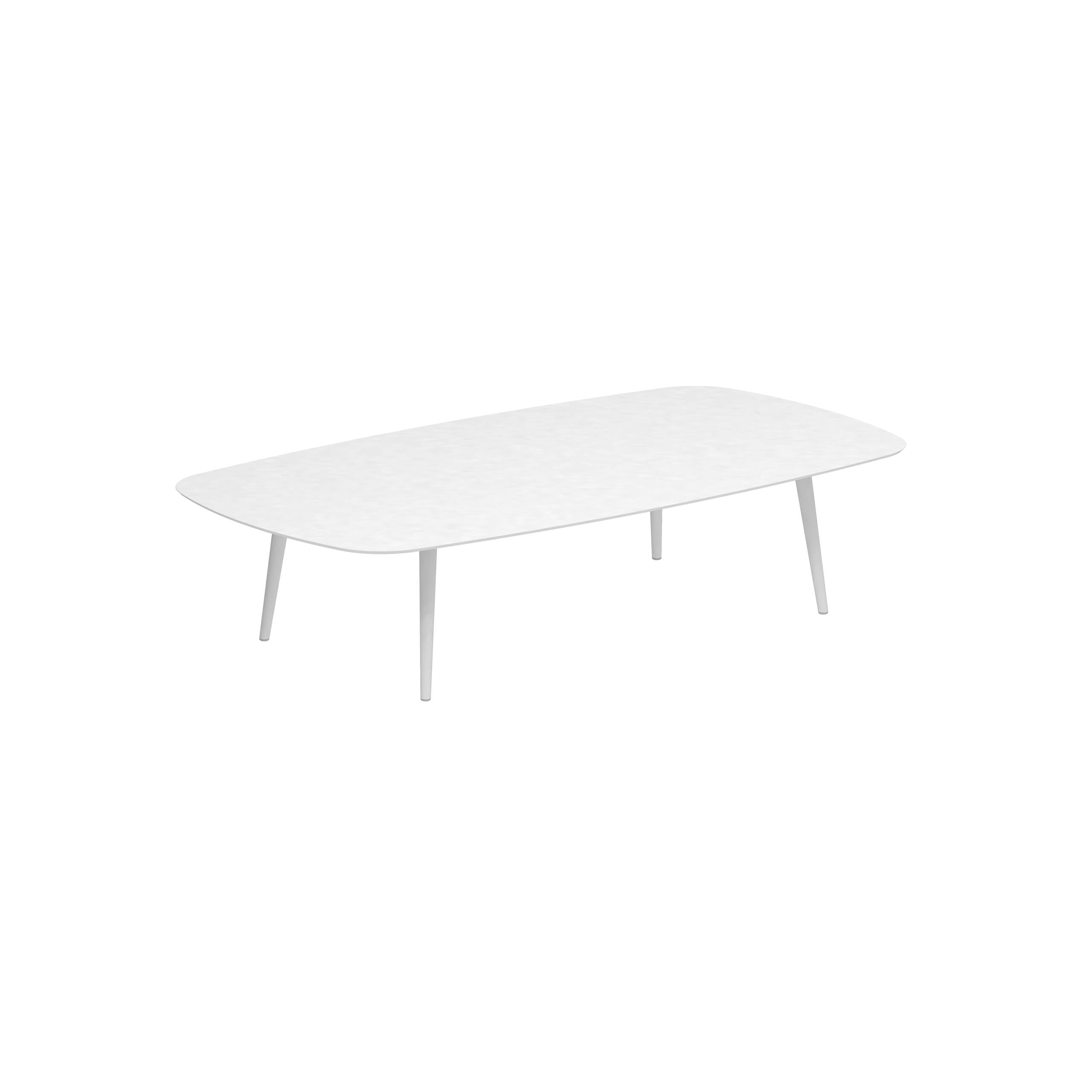 Styletto High Lounge Table 220x120cm Alu Legs White Ceramic Tabletop White