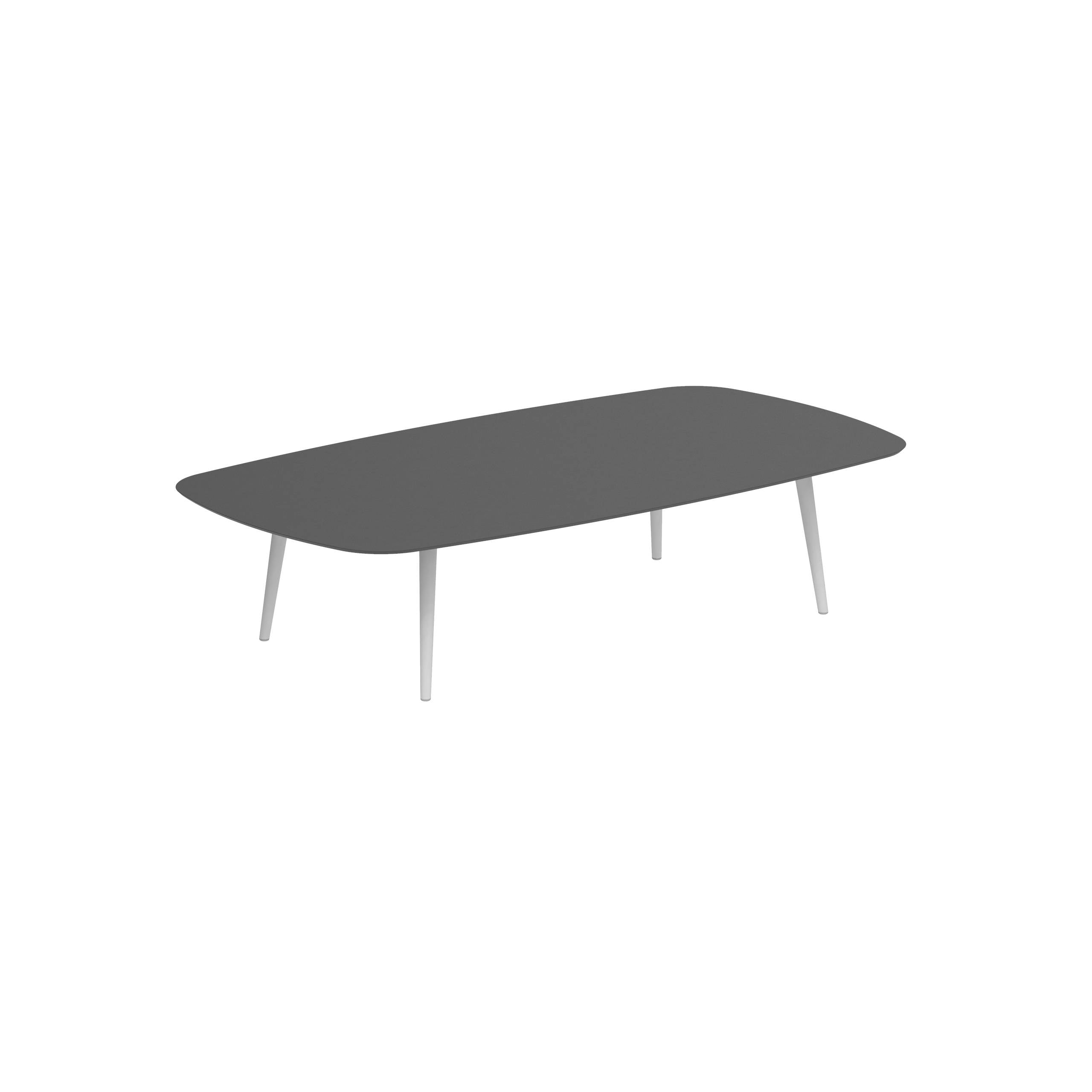 Styletto High Lounge Table 220x120cm Alu Legs White Ceramic Tabletop Black