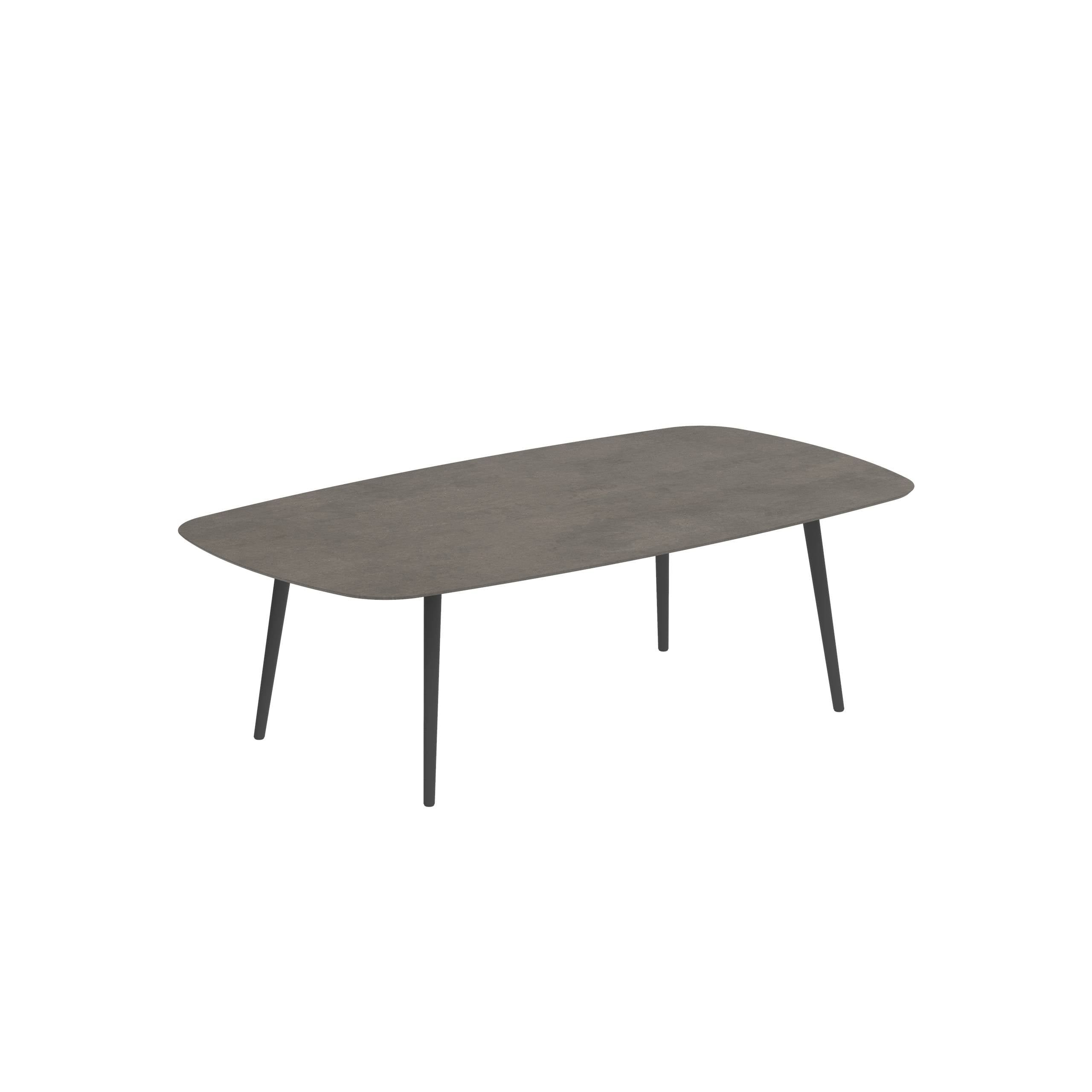 Styletto Low Dining Table 220x120cm Alu Legs Anthracite Ceramic Tabletop Terra Marrone