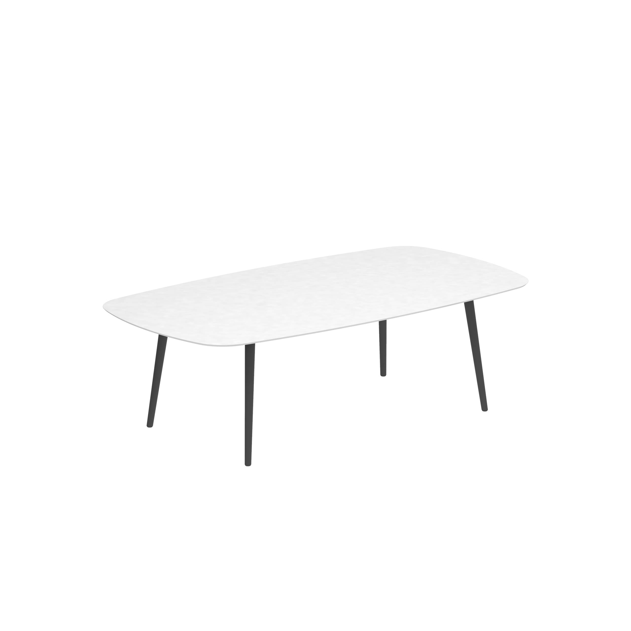 Styletto Low Dining Table 220x120cm Alu Legs Anthracite Ceramic Tabletop White