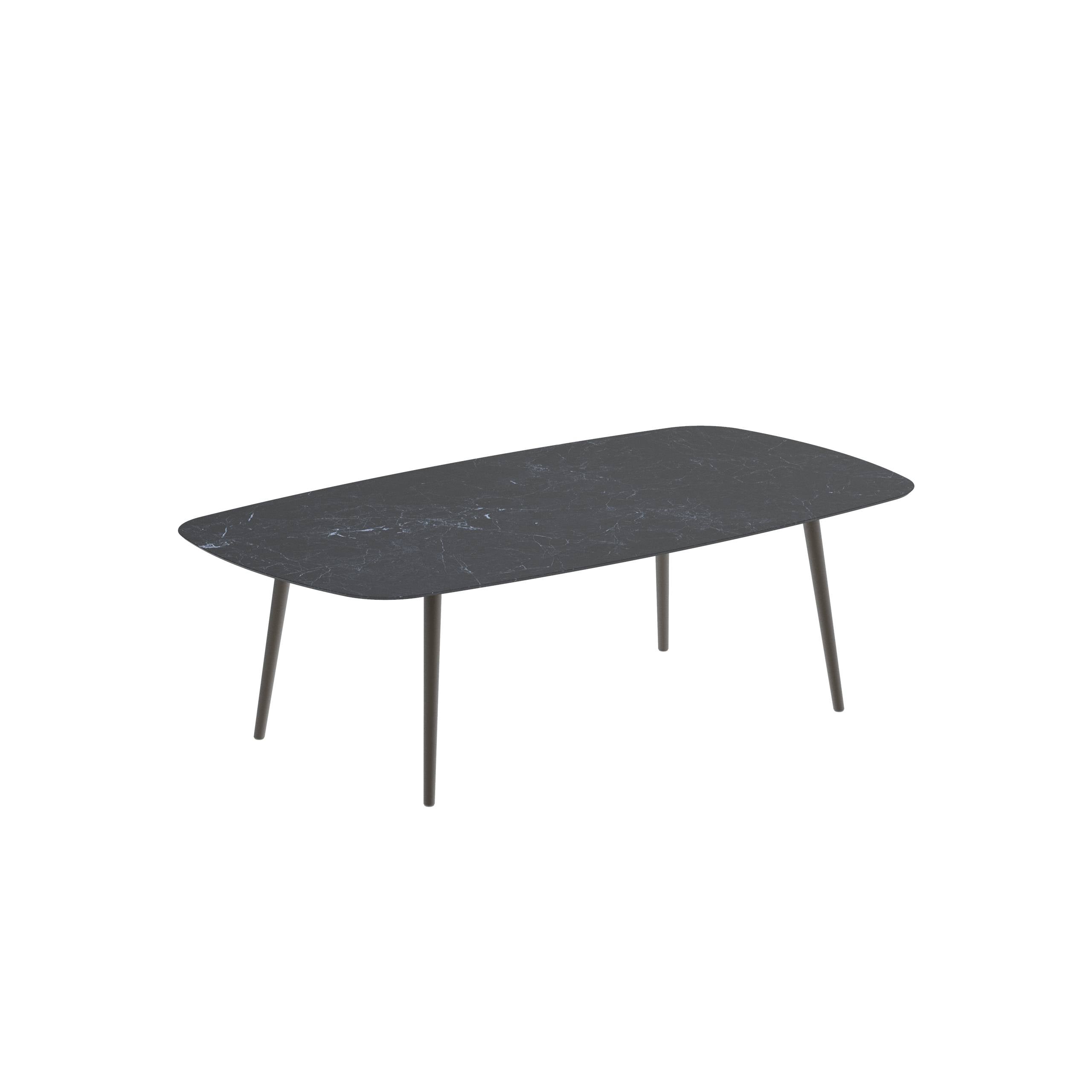 Styletto Low Dining Table 220x120cm Alu Legs Bronze Ceramic Tabletop Nero Marquina