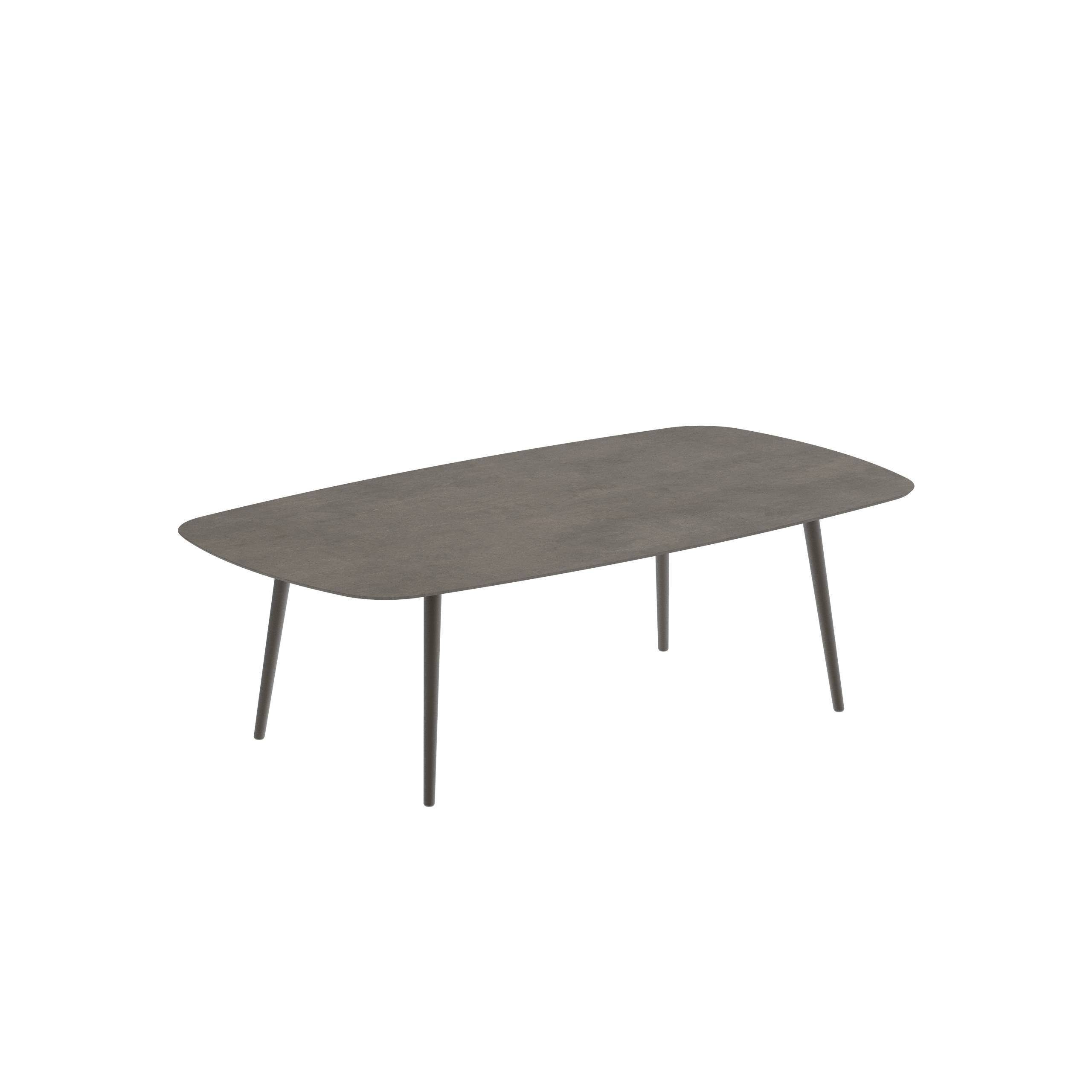 Styletto Low Dining Table 220x120cm Alu Legs Bronze Ceramic Tabletop Terra Marrone