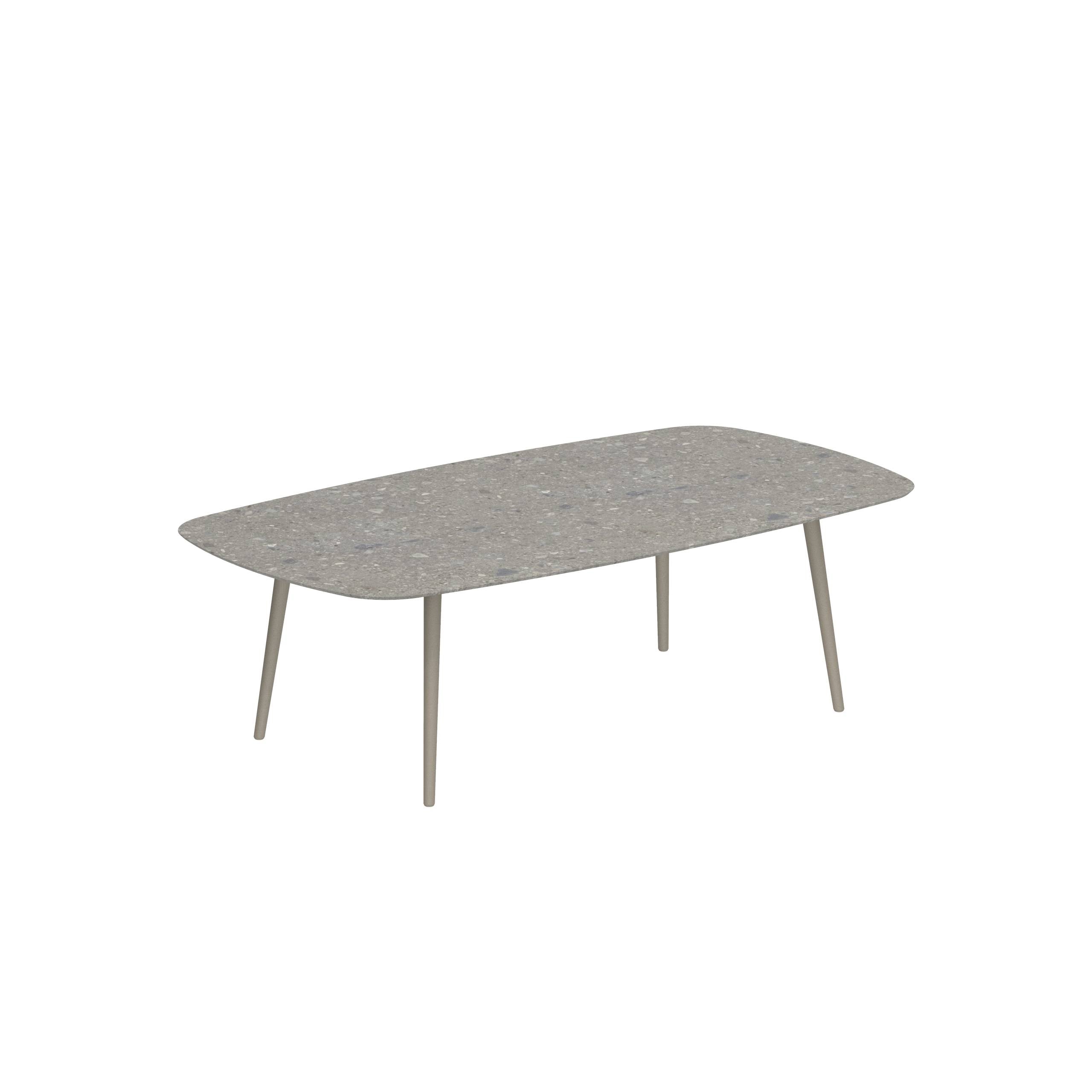 Styletto Low Dining Table 220x120cm Alu Legs Sand Ceramic Tabletop Ceppo Dolomitica