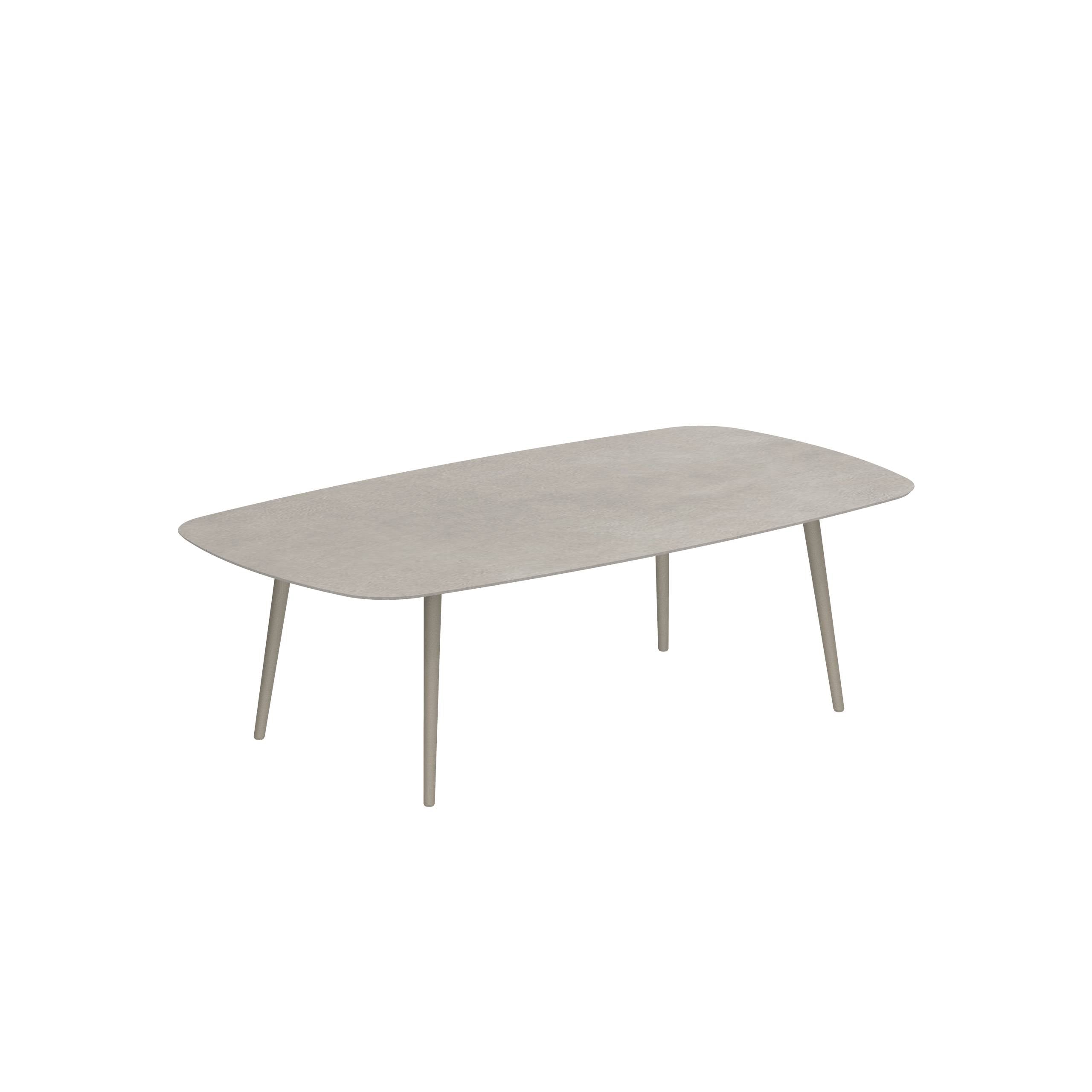 Styletto Low Dining Table 220x120cm Alu Legs Sand Ceramic Tabletop Cemento Luminoso