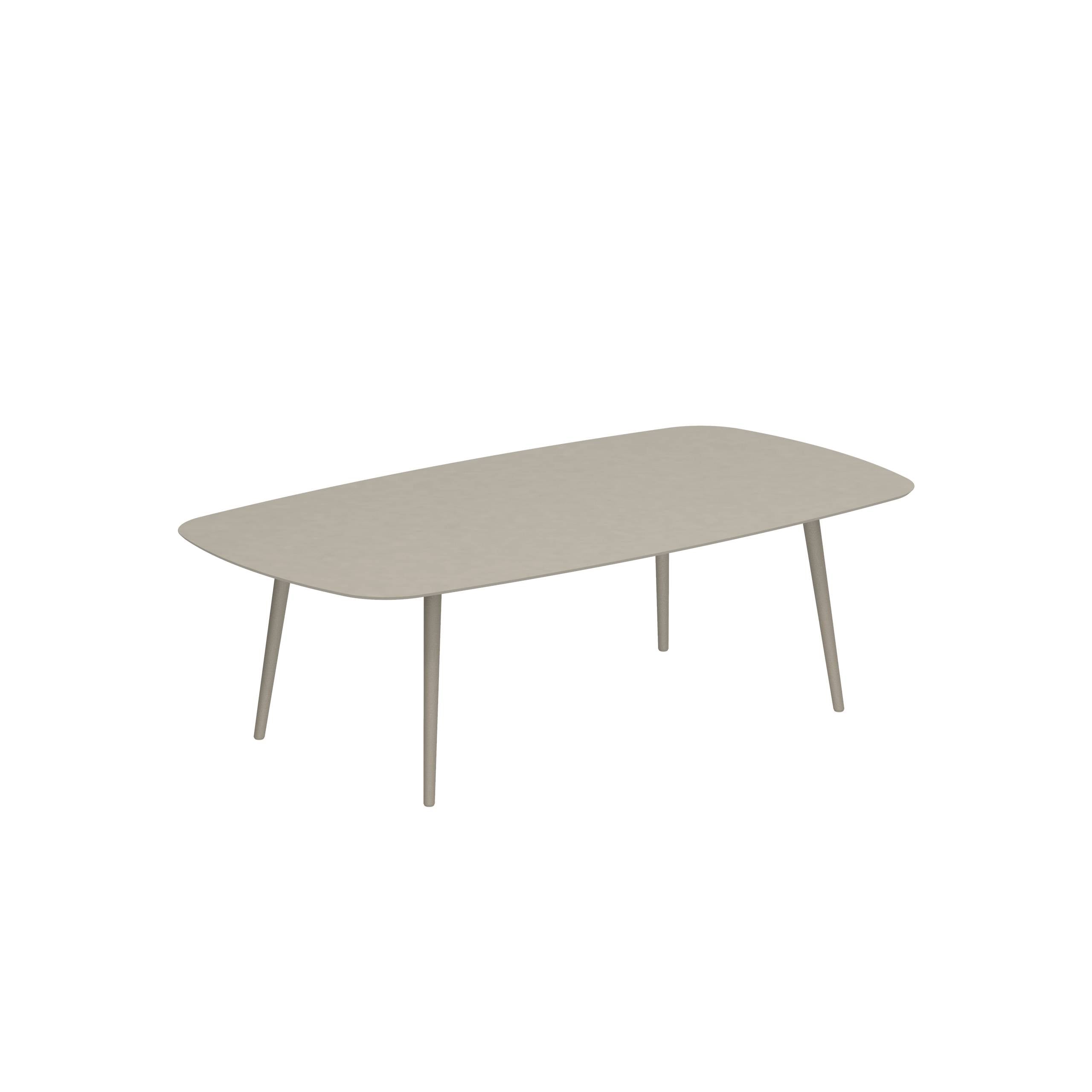 Styletto Low Dining Table 220x120cm Alu Legs Sand Ceramic Tabletop Pearl Grey