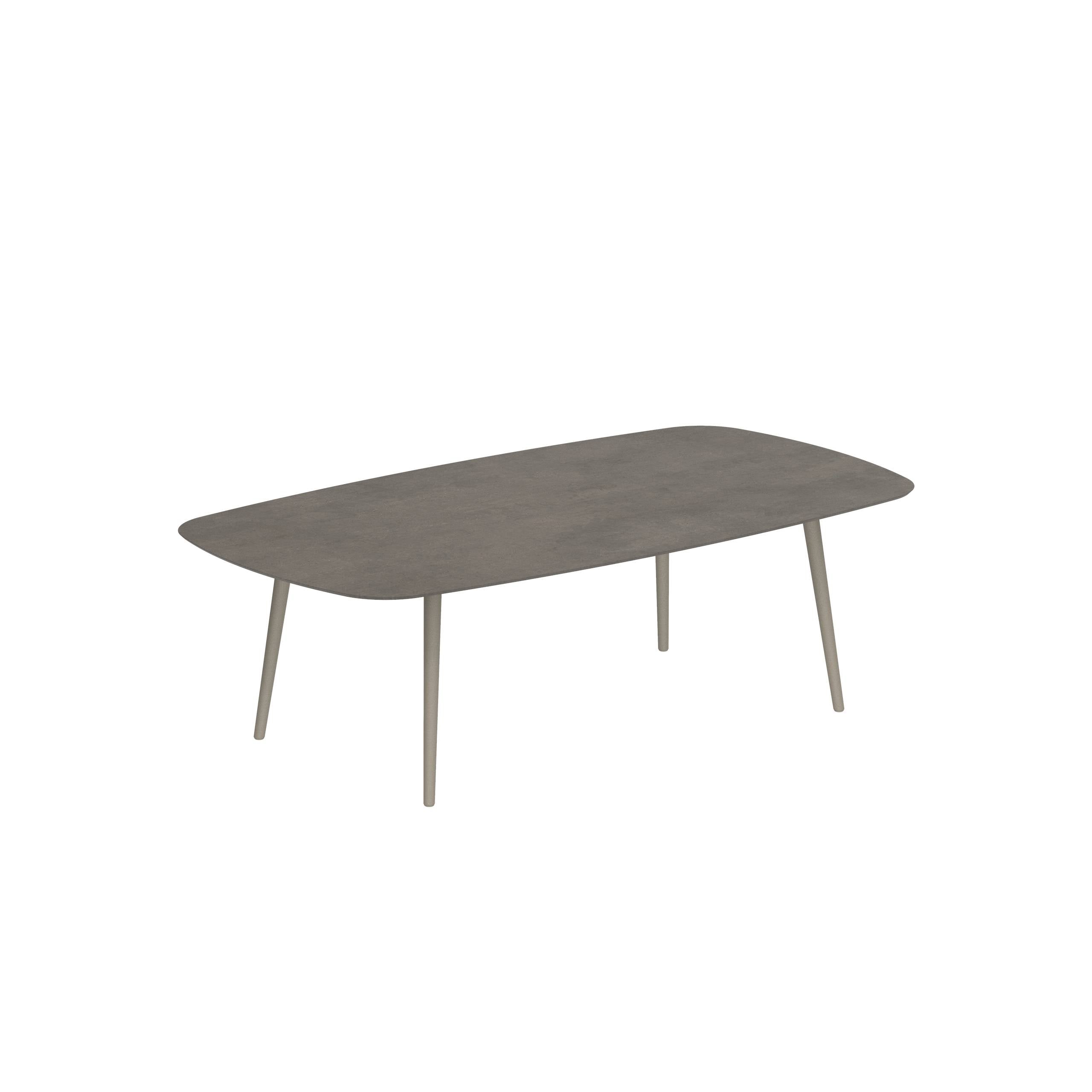 Styletto Low Dining Table 220x120cm Alu Legs Sand Ceramic Tabletop Terra Marrone