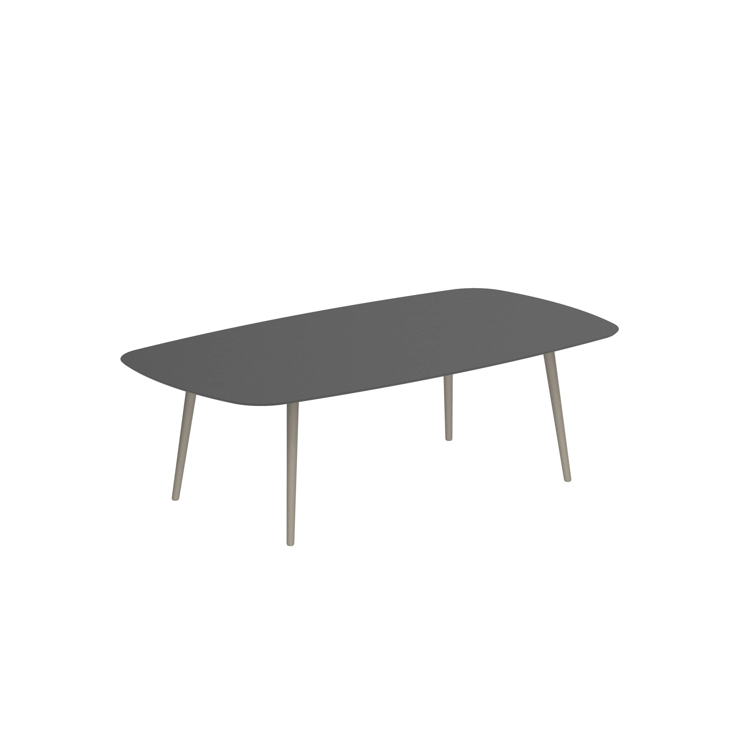 Styletto Low Dining Table 220x120cm Alu Legs Sand Ceramic Tabletop Black