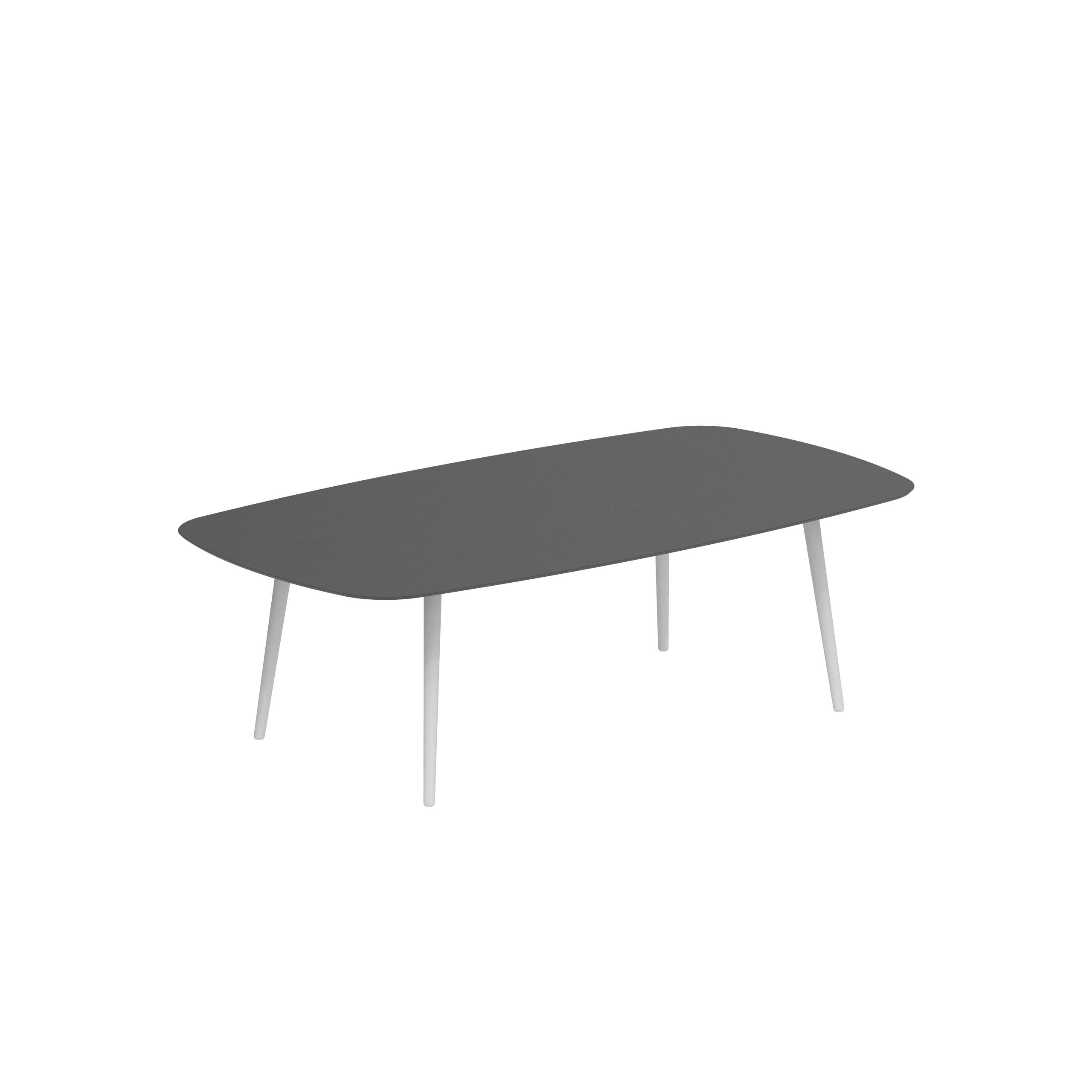 Styletto Low Dining Table 220x120cm Alu Legs White Ceramic Tabletop Black