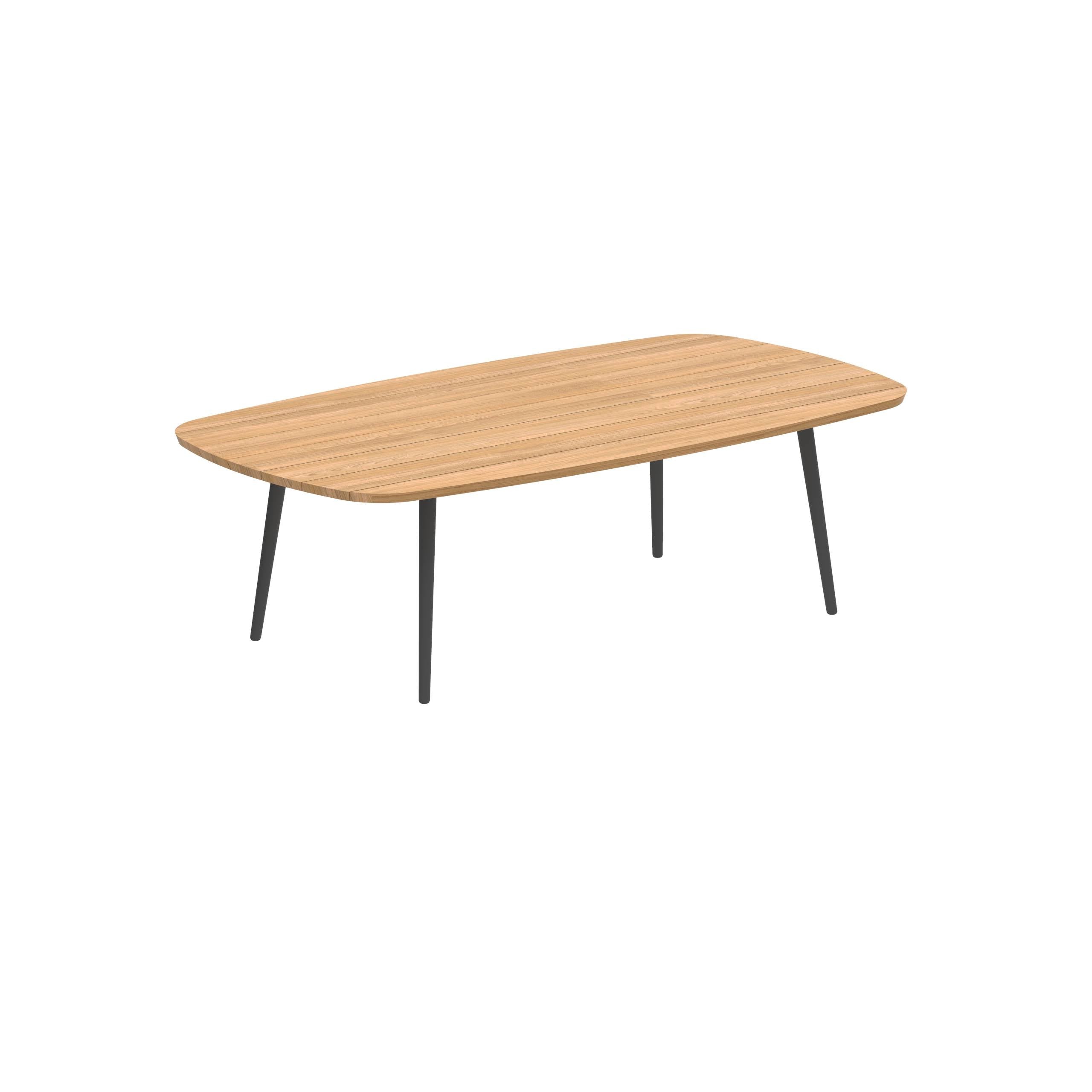 Styletto Low Dining Table 220x120cm Alu Legs Anthracite Tabletop Teak