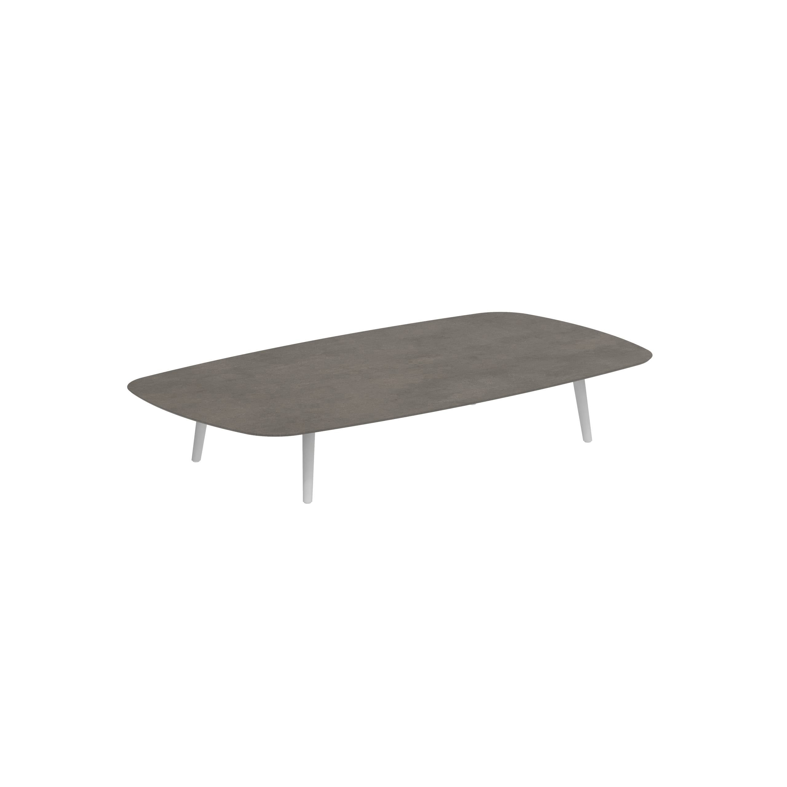 Styletto Low Lounge Table 220x120cm Alu Legs White Ceramic Tabletop Terra Marrone