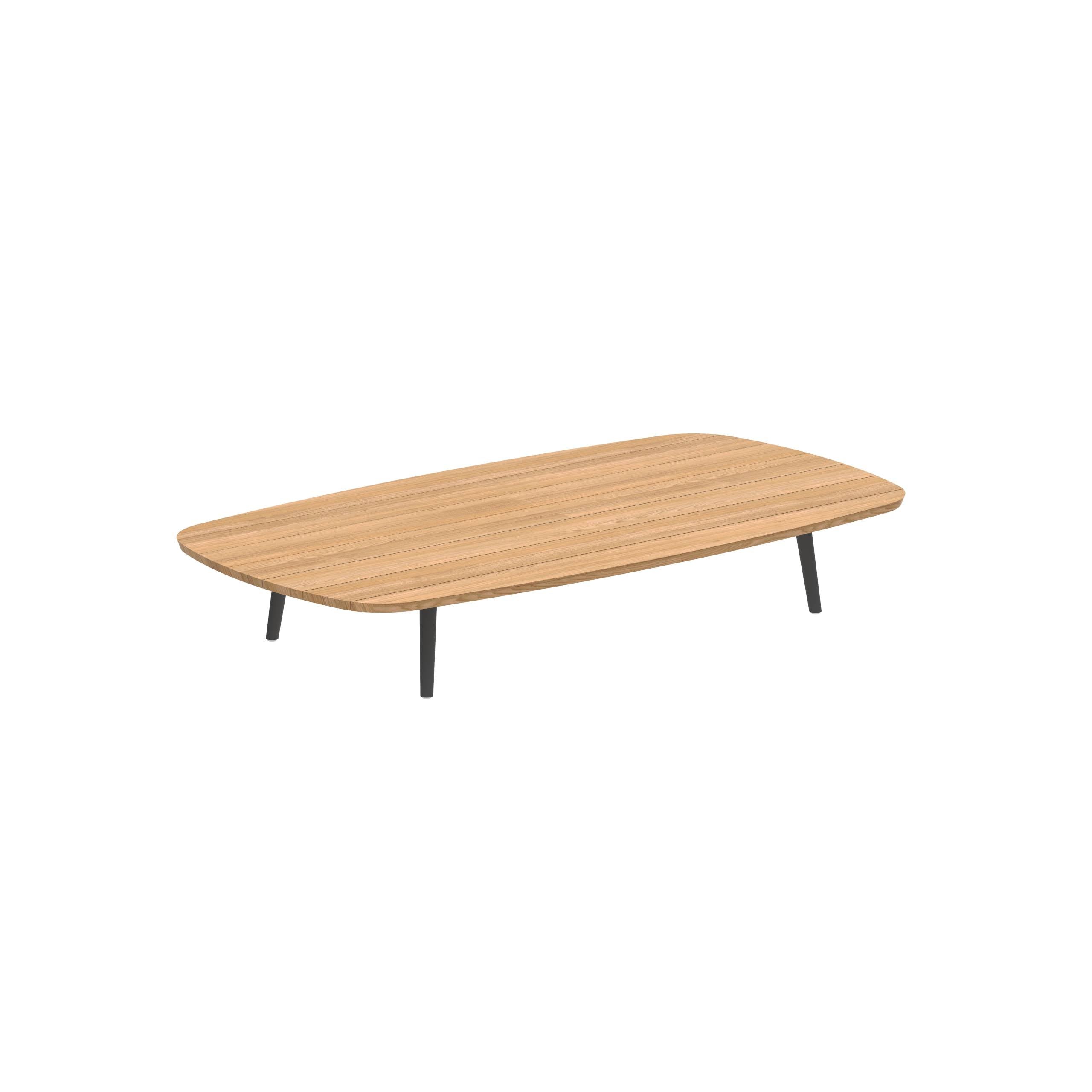 Styletto Low Lounge Table 220x120cm Alu Legs Anthracite Tabletop Teak