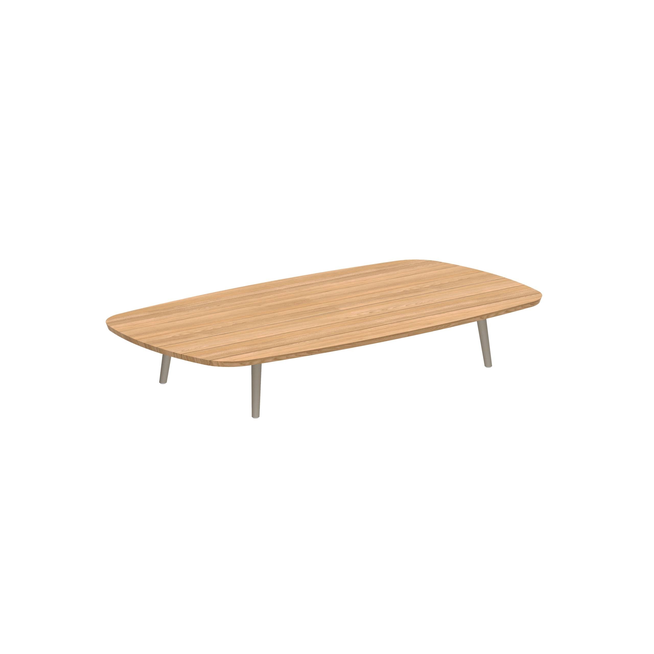 Styletto Low Lounge Table 220x120cm Alu Legs Sand Tabletop Teak