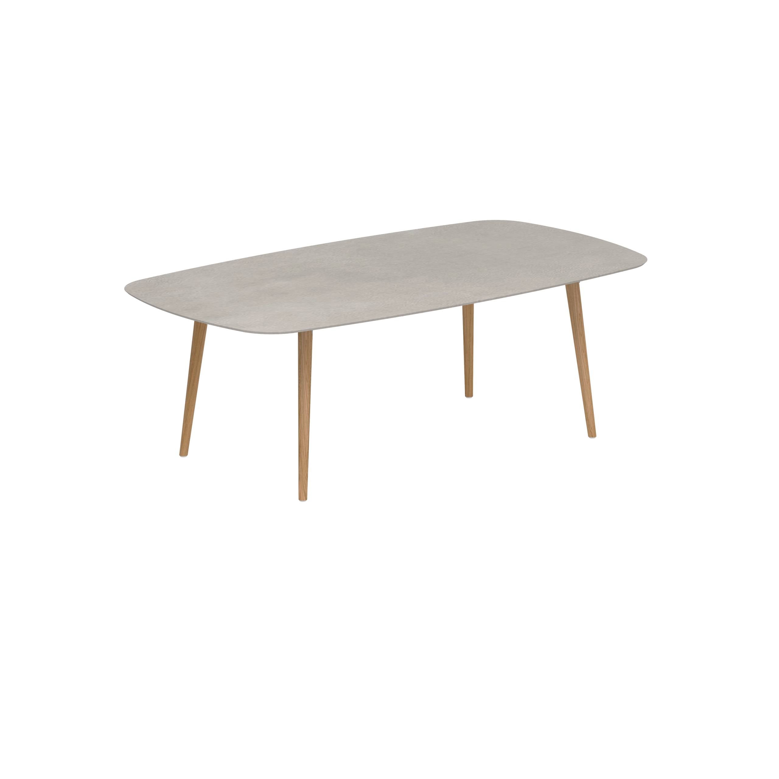 Styletto Standard Dining Table 220x120cm Teak Legs Ceramic Tabletop Cemento Luminoso