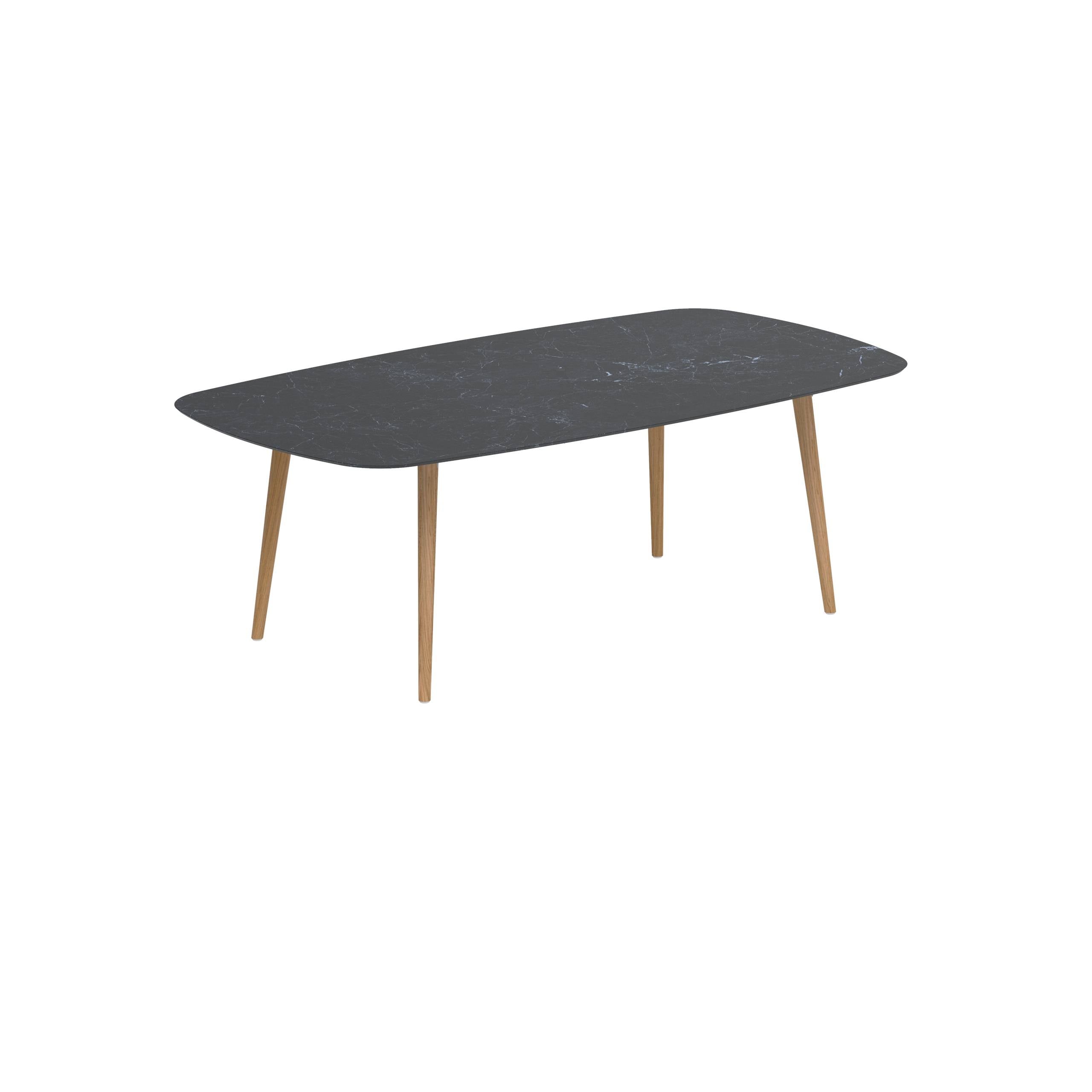 Styletto Standard Dining Table 220x120cm Teak Legs Ceramic Tabletop Nero Marquina