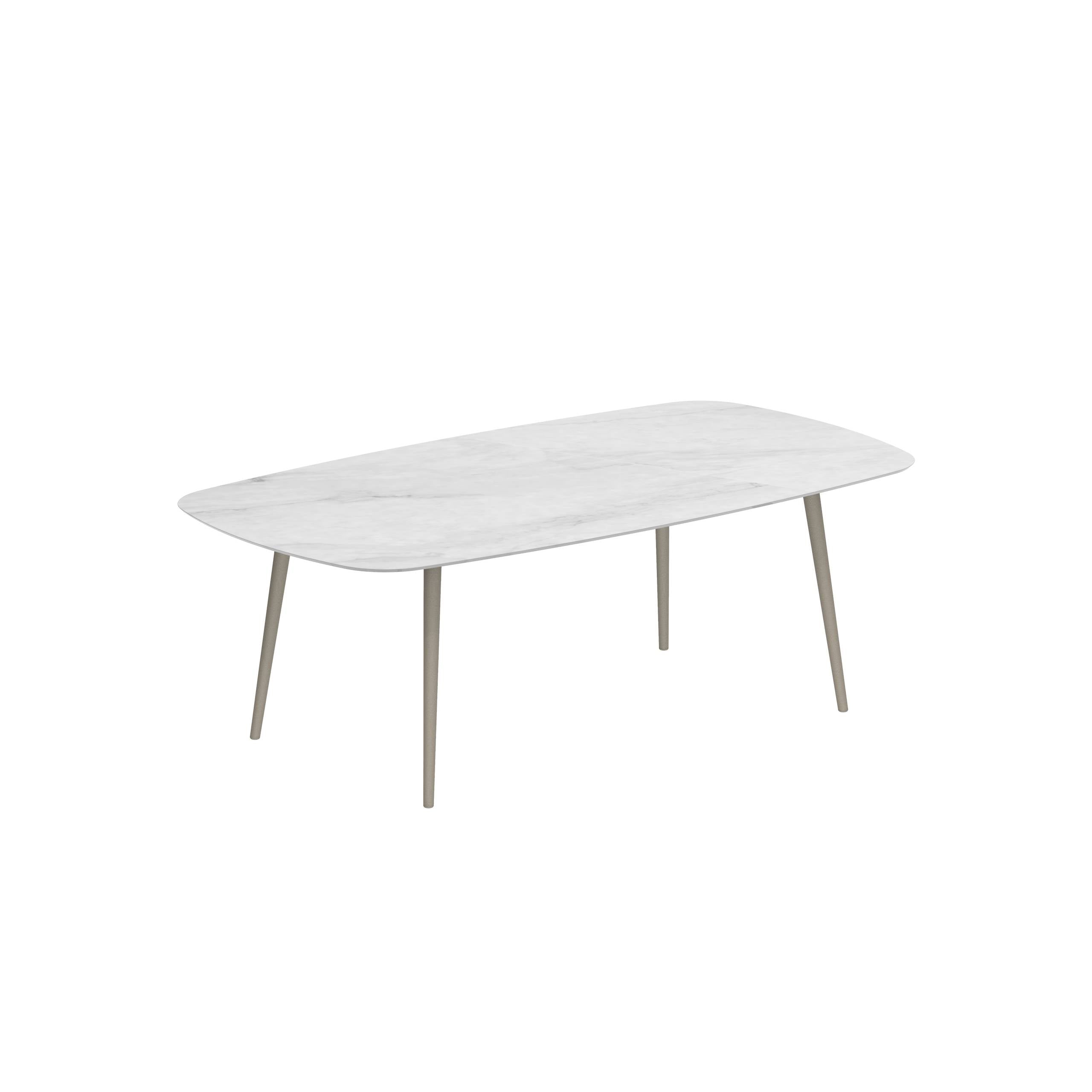 Styletto Standard Dining Table 220x120cm Alu Legs Sand Ceramic Tabletop Bianco Statuario