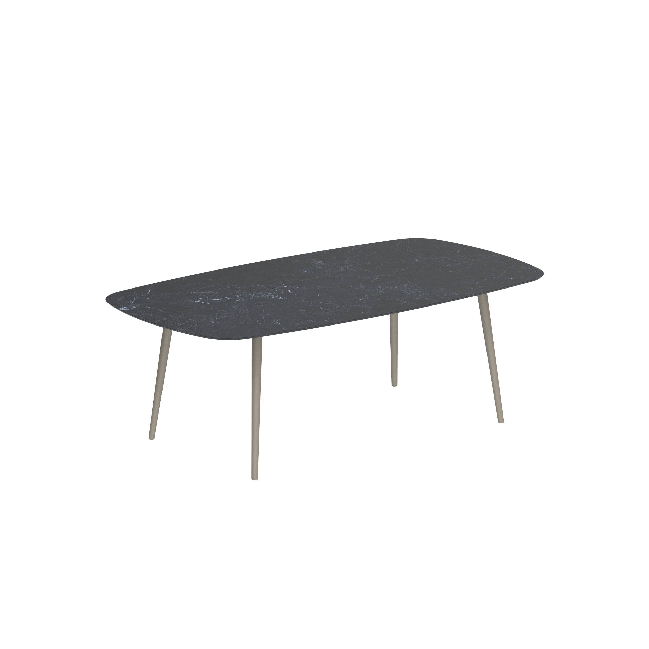 Styletto Standard Dining Table 220x120cm Alu Legs Sand Ceramic Tabletop Nero Marquina